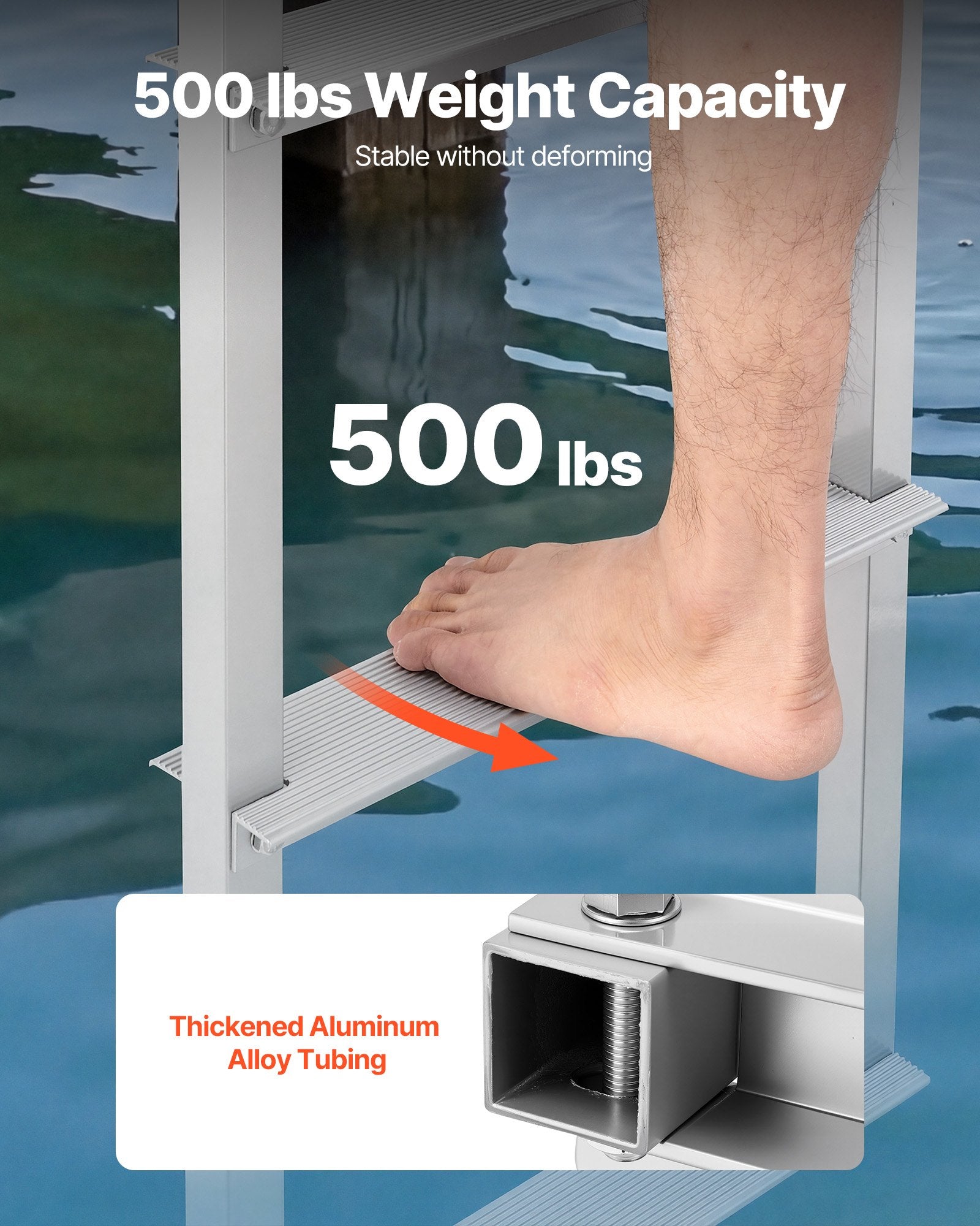 Prieplaukos kopėčios VEVOR 3 Steps, 227 kg keliamoji galia