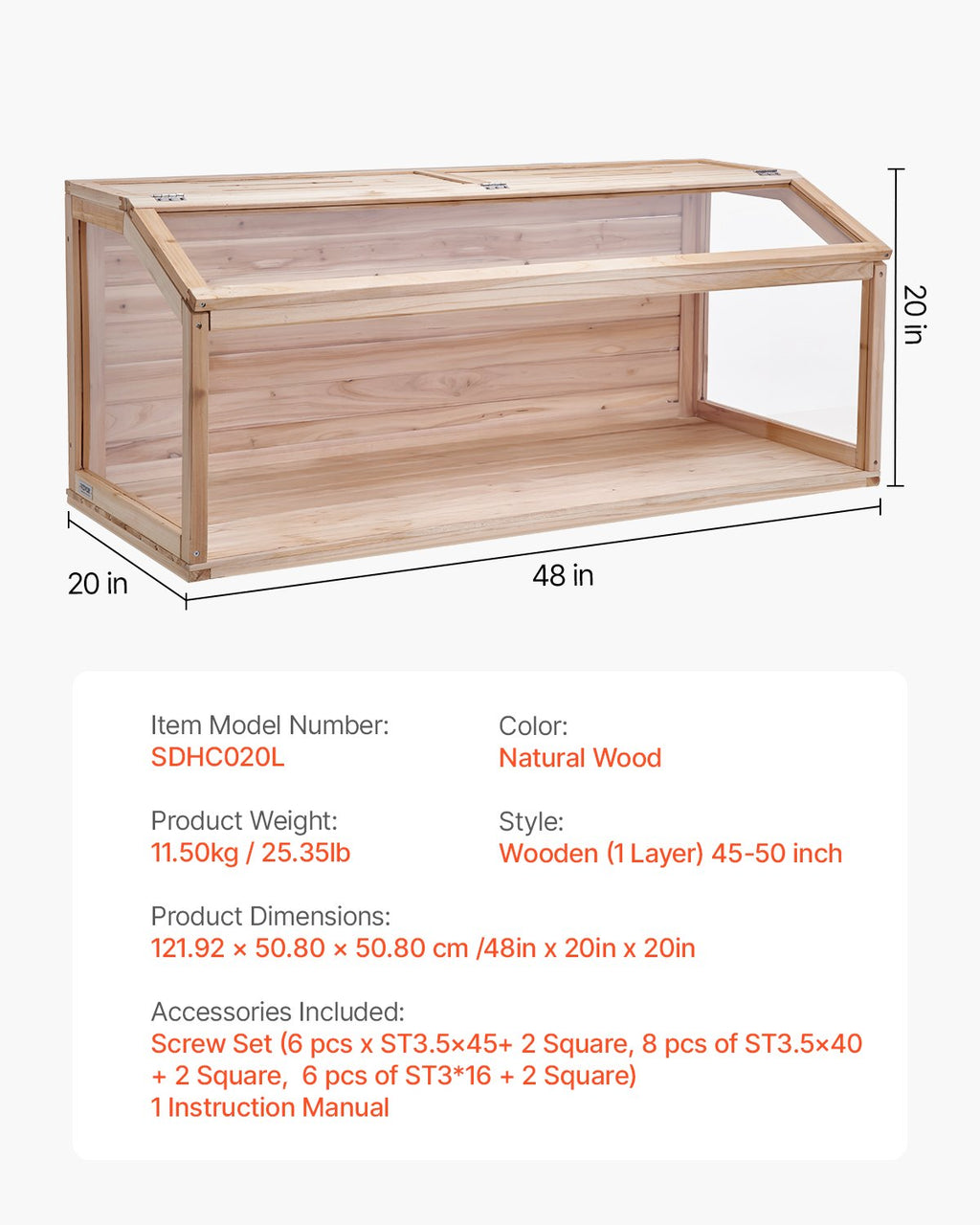 Medinis žiurkėnų narvas VEVOR SDHC020L, 122 x 51 x 51 cm