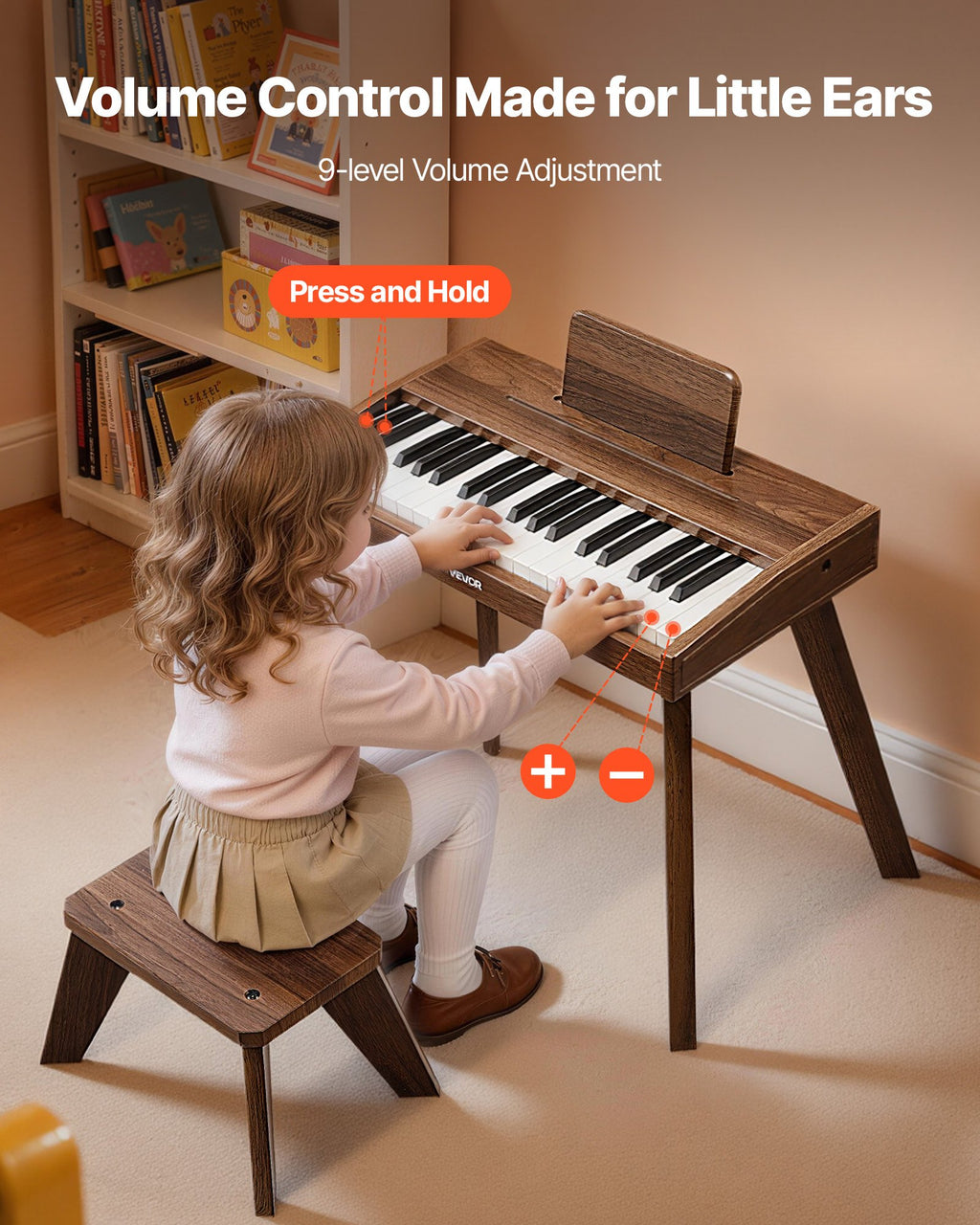 Vaikiškas skaitmeninis pianinas VEVOR SLW99802D, 37 klavišai