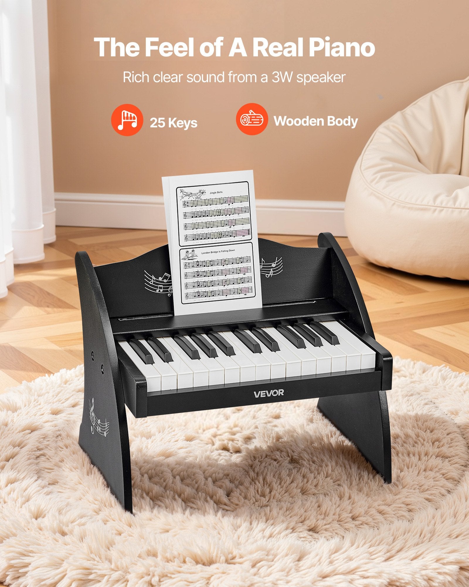 Vaikiškas skaitmeninis pianinas VEVOR SLW825, 25 klavišai
