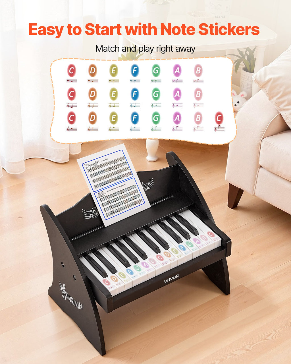Vaikiškas skaitmeninis pianinas VEVOR SLW825, 25 klavišai