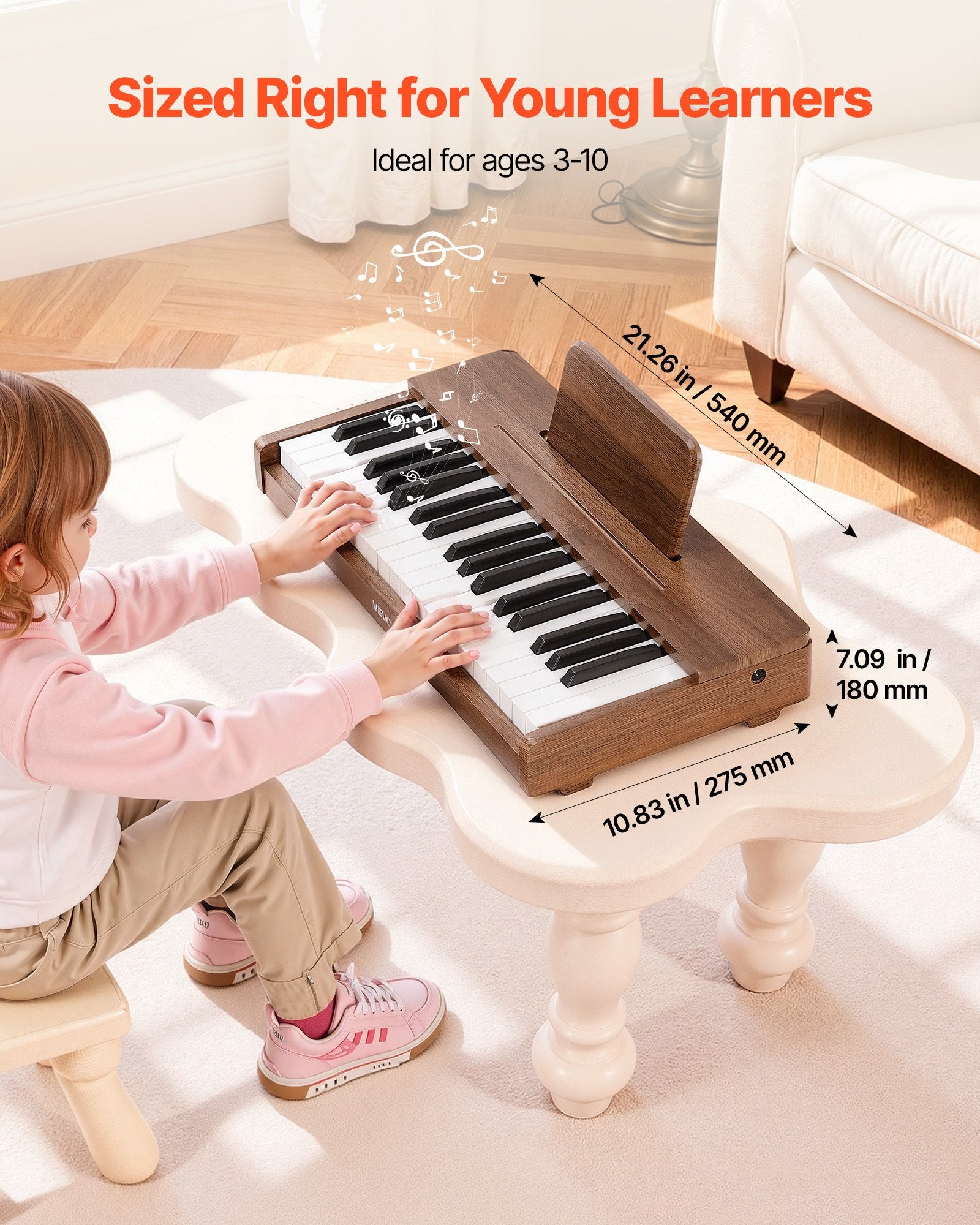 Vaikiškas skaitmeninis pianinas VEVOR SLW3706G, 37 klavišai