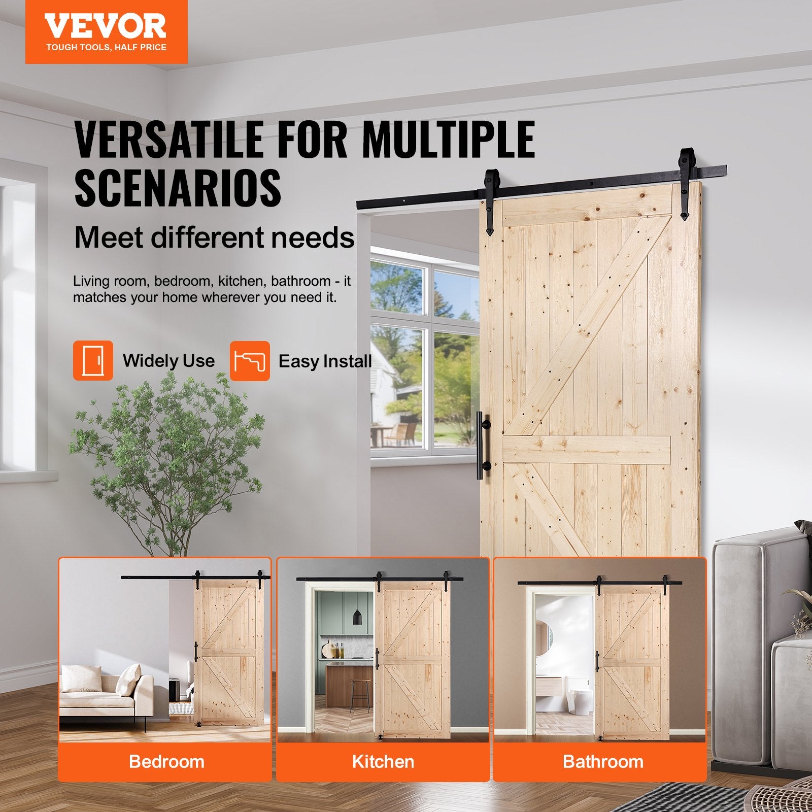 Stumdomos tvarto tipo durys VEVOR 42AK, 106x213 cm