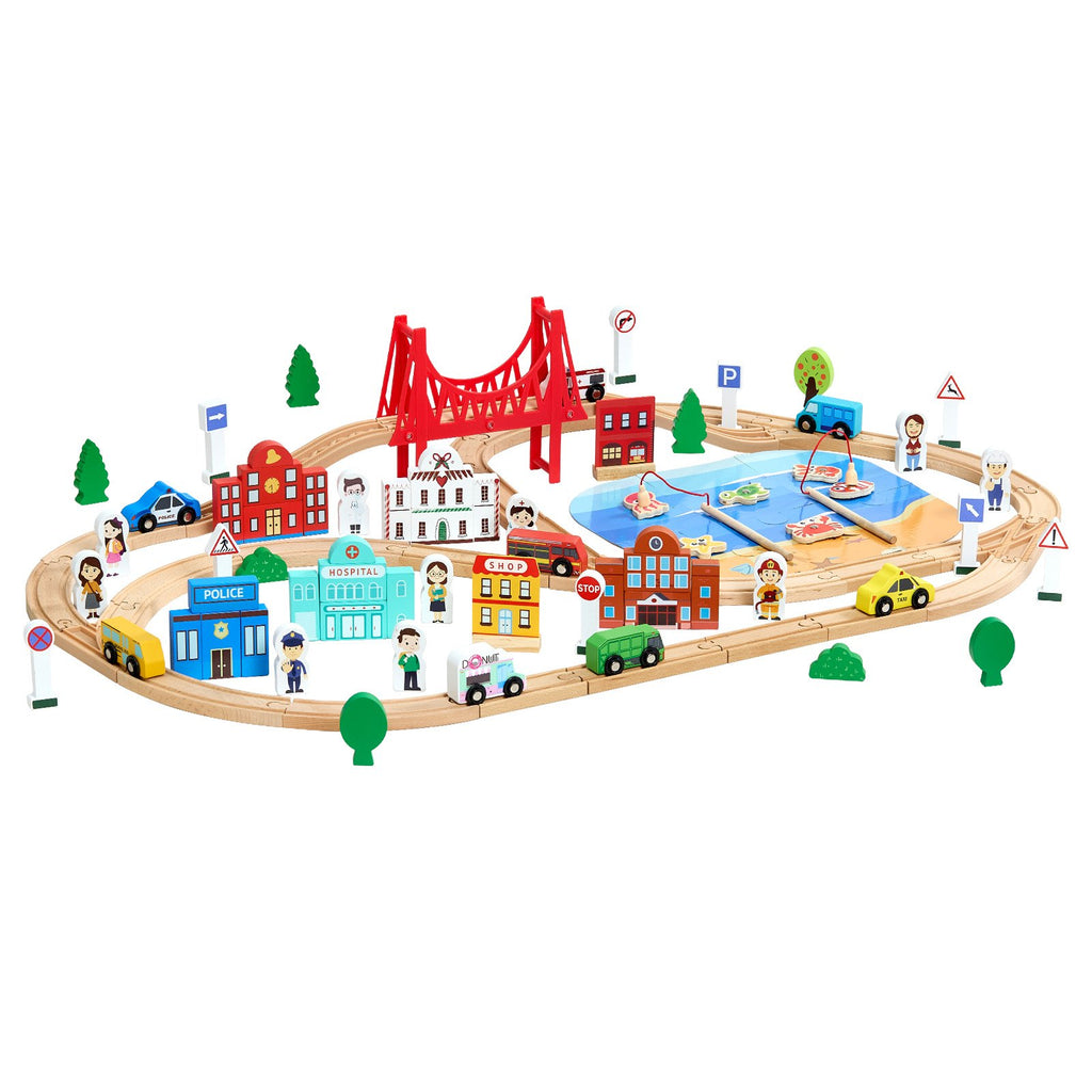 Medinis traukinių rinkinys VEVOR QG202508430, 113 dalių