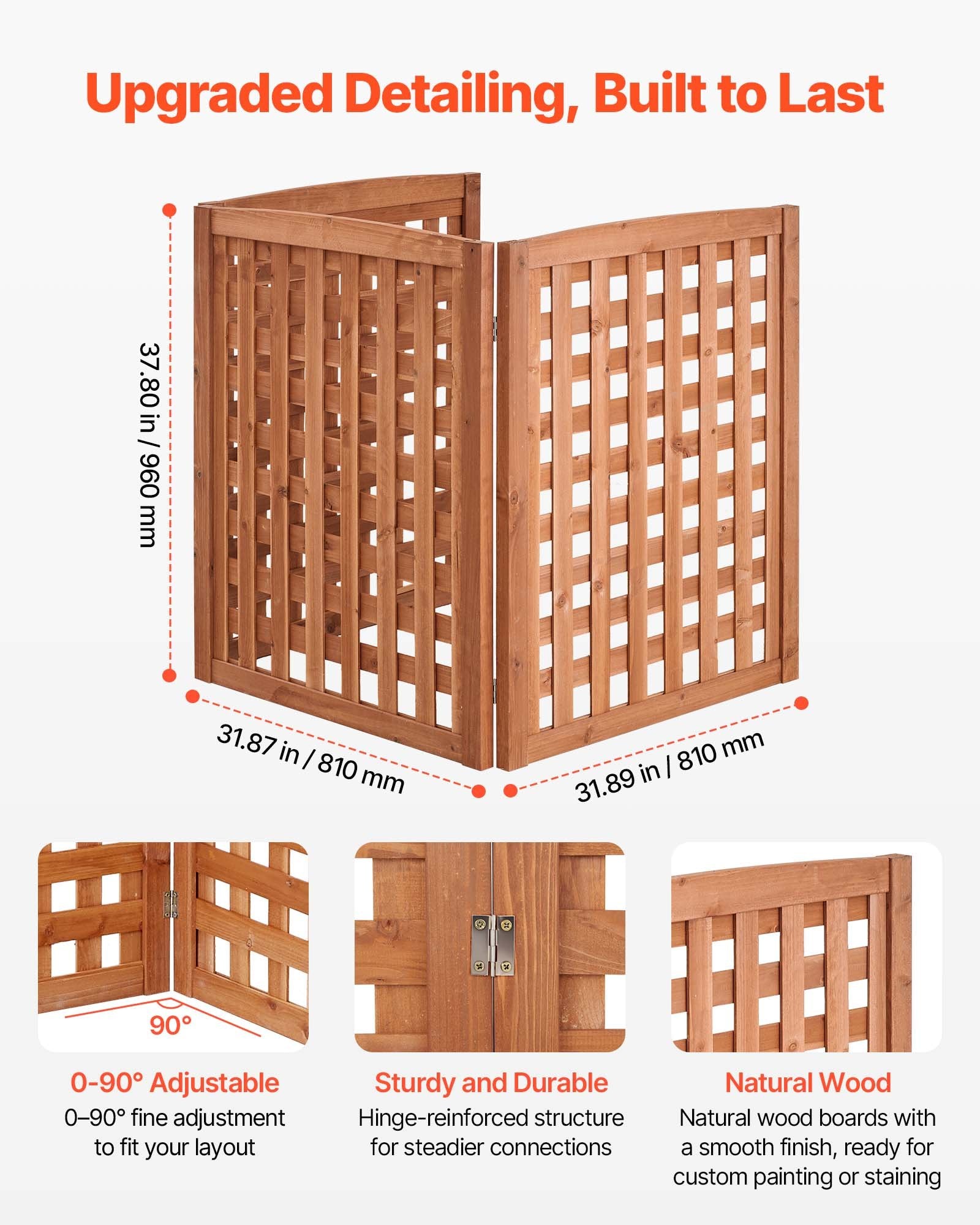 Medinė dekoratyvinė tvorelė VEVOR SS003, 810 x 960 mm