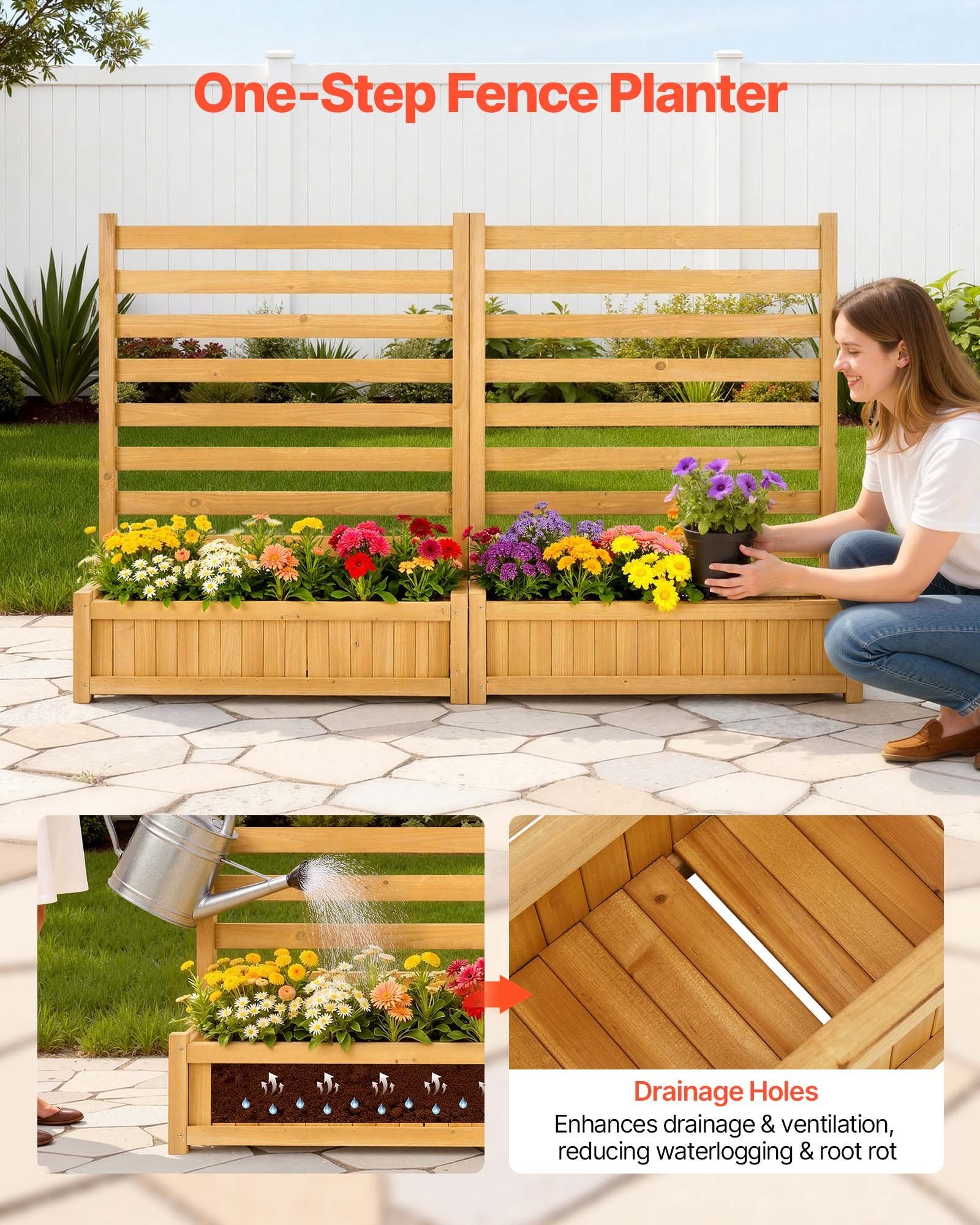 Medinė kiemo pertvara VEVOR SS002, 914 x 1143 mm