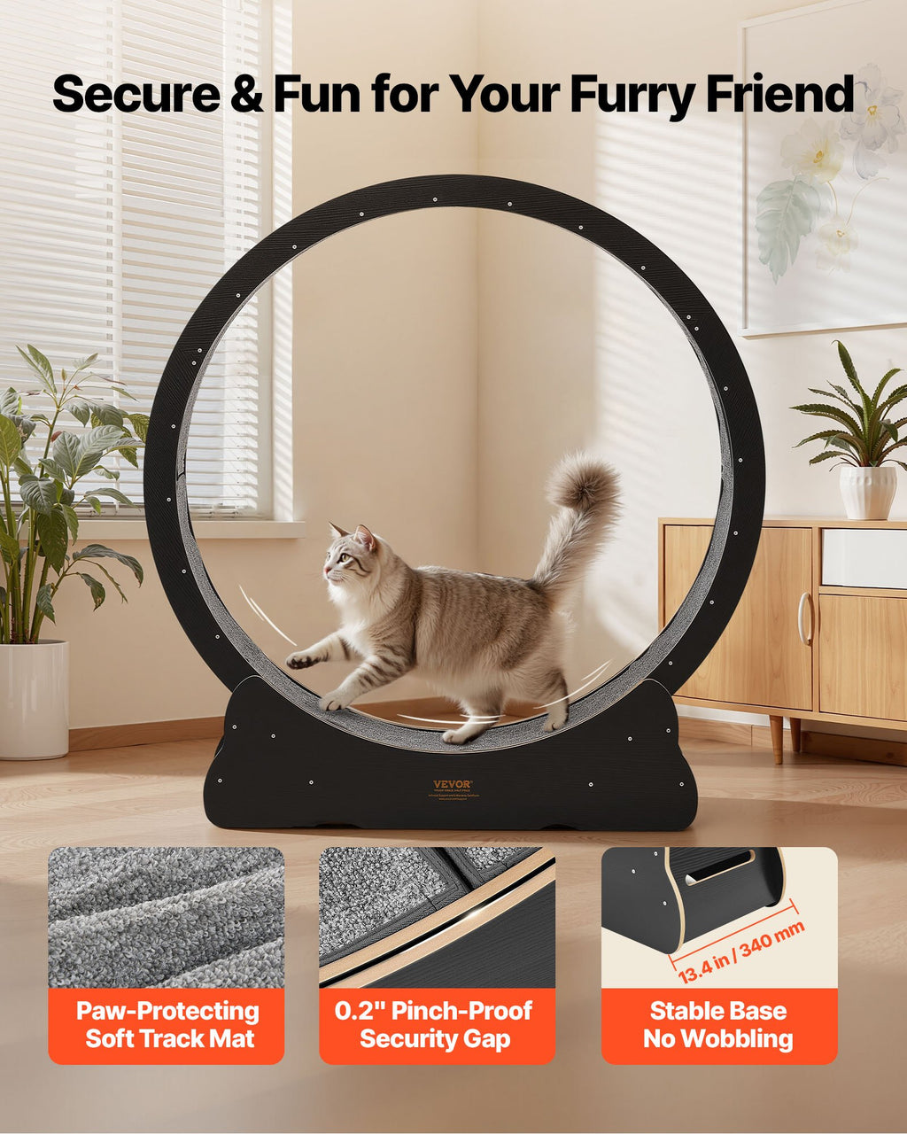 Kačių bėgimo ratas VEVOR SS-BLKGX-PBJ-4.0 XXL, 132 cm