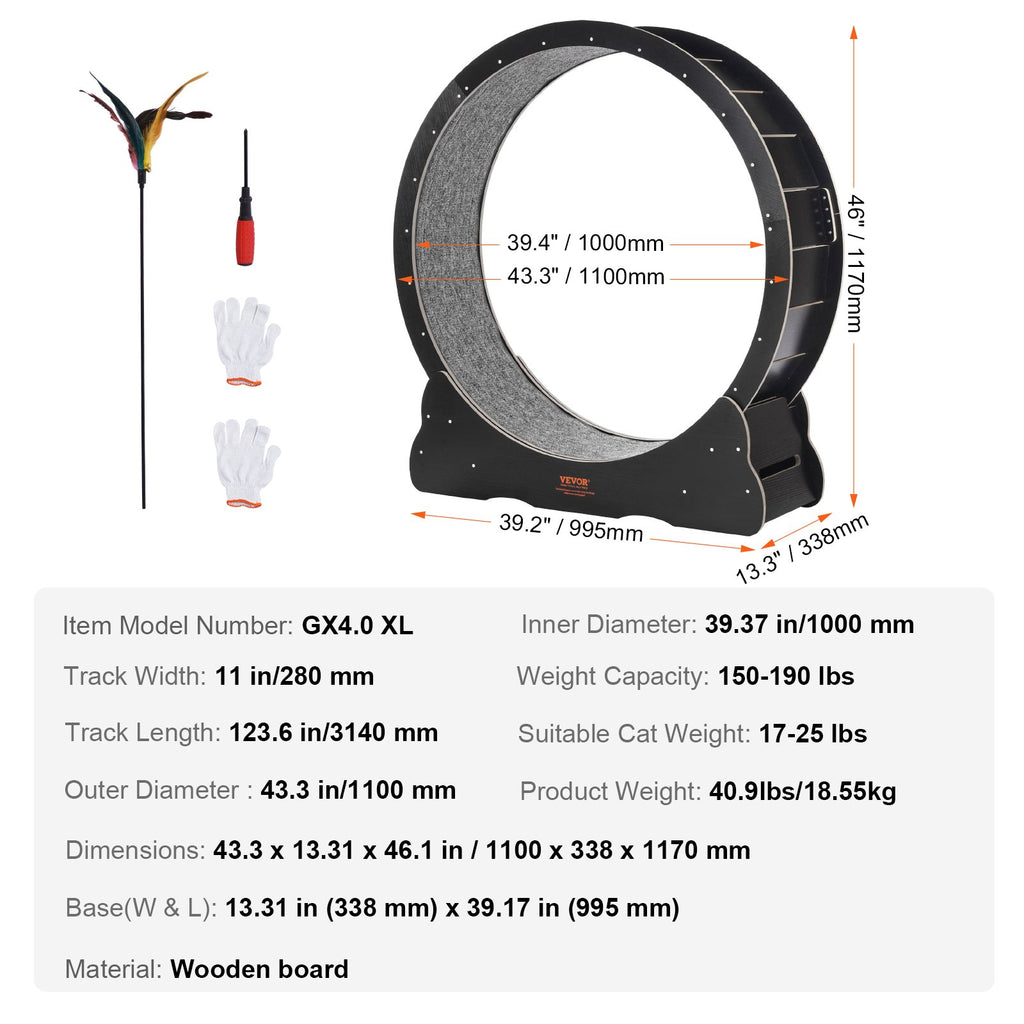 Medinis kačių bėgimo ratas VEVOR GX4.0 XL, 110 cm skersmens