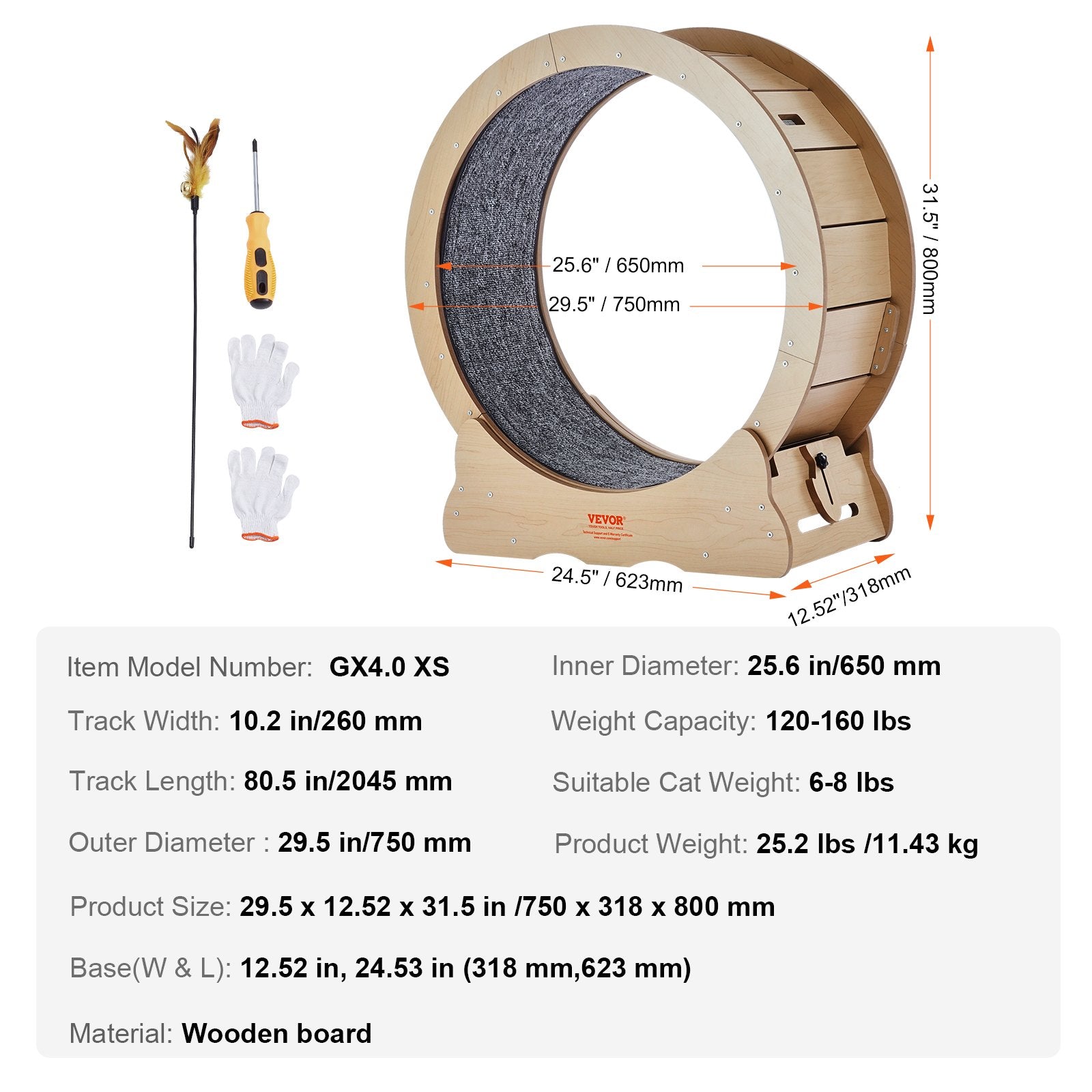 Kačių bėgimo ratas VEVOR GX4.0 XS, 75 cm skersmens