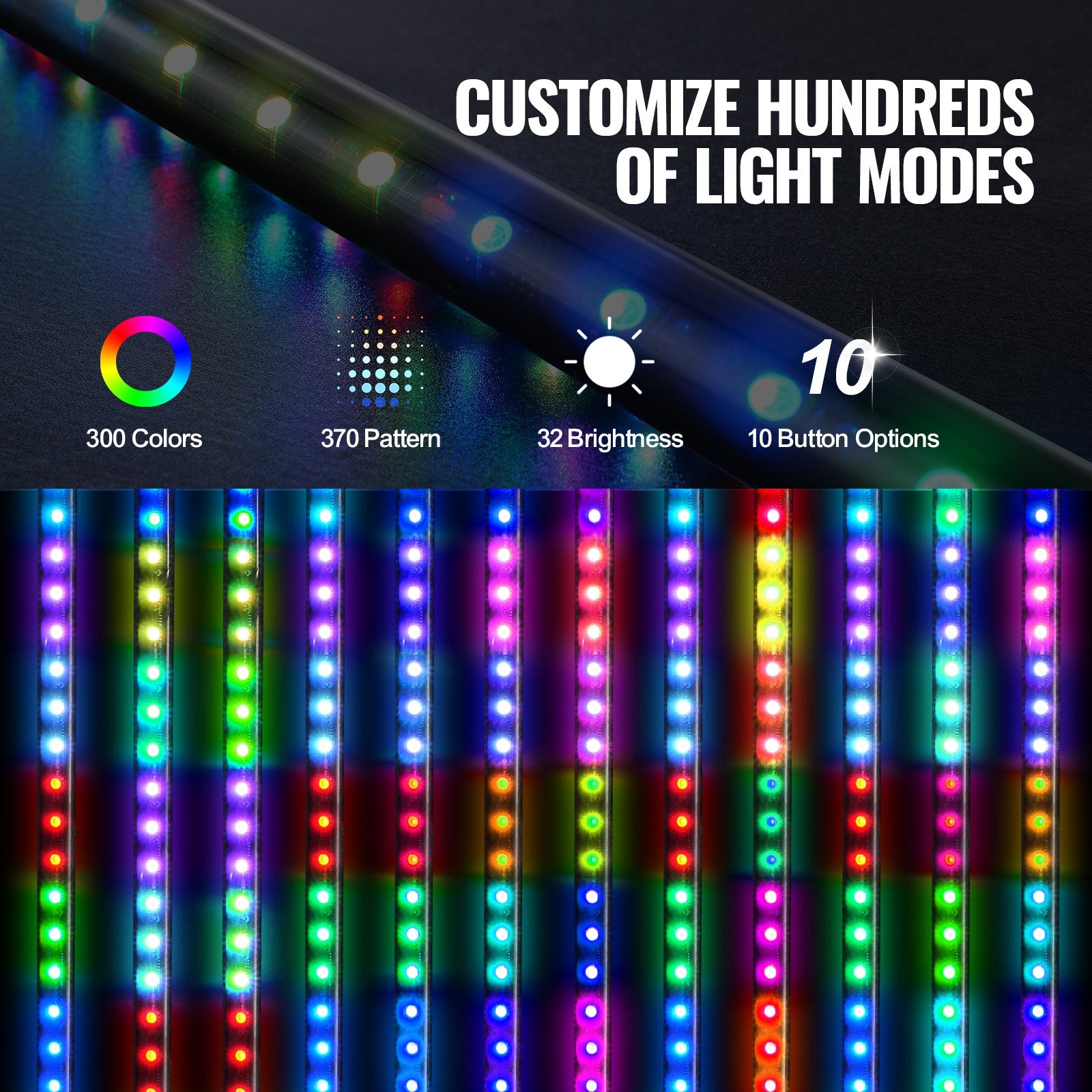 LED antenos visureigiams VEVOR WM-3190RGB-XC-XH-2, 90 cm