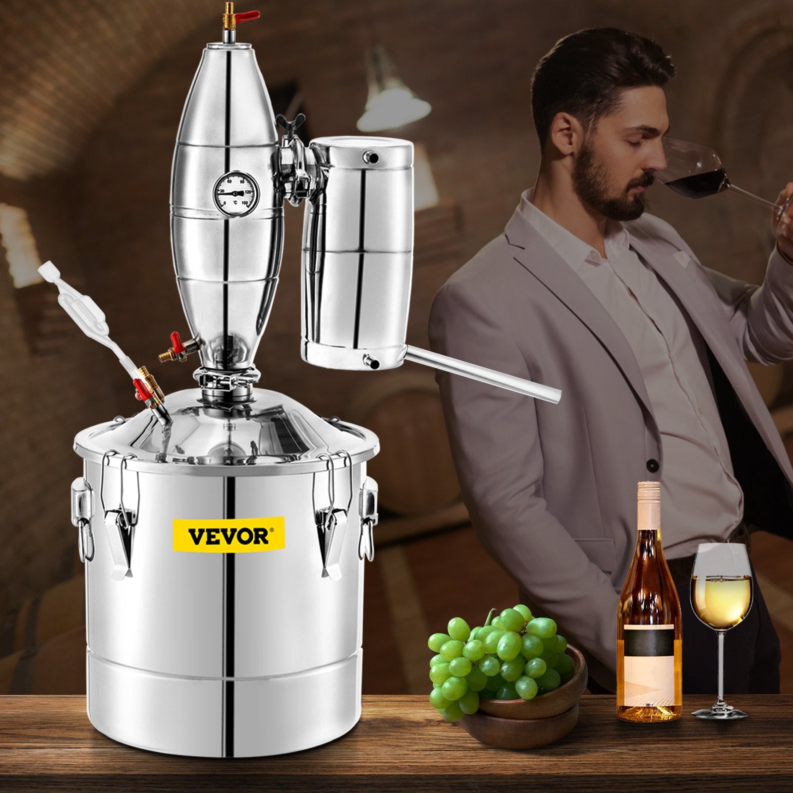 Alkoholio distiliavimo aparatas VEVOR, 30 litrų talpa