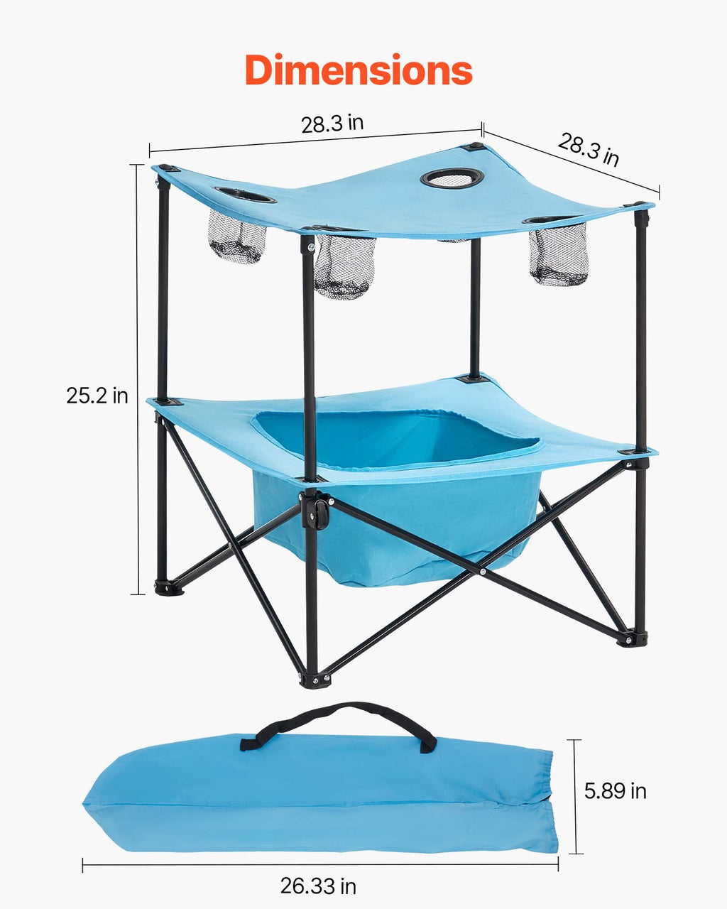 Sulankstomas kempingo stalas VEVOR GV-BZ2, 56 cm