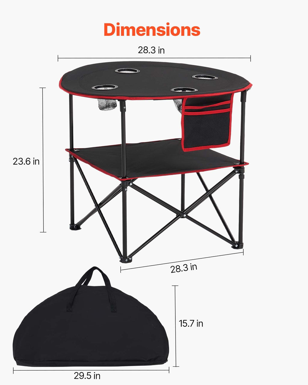 Sulankstomas kempingo stalas VEVOR GV-BZ4-2, 72 cm