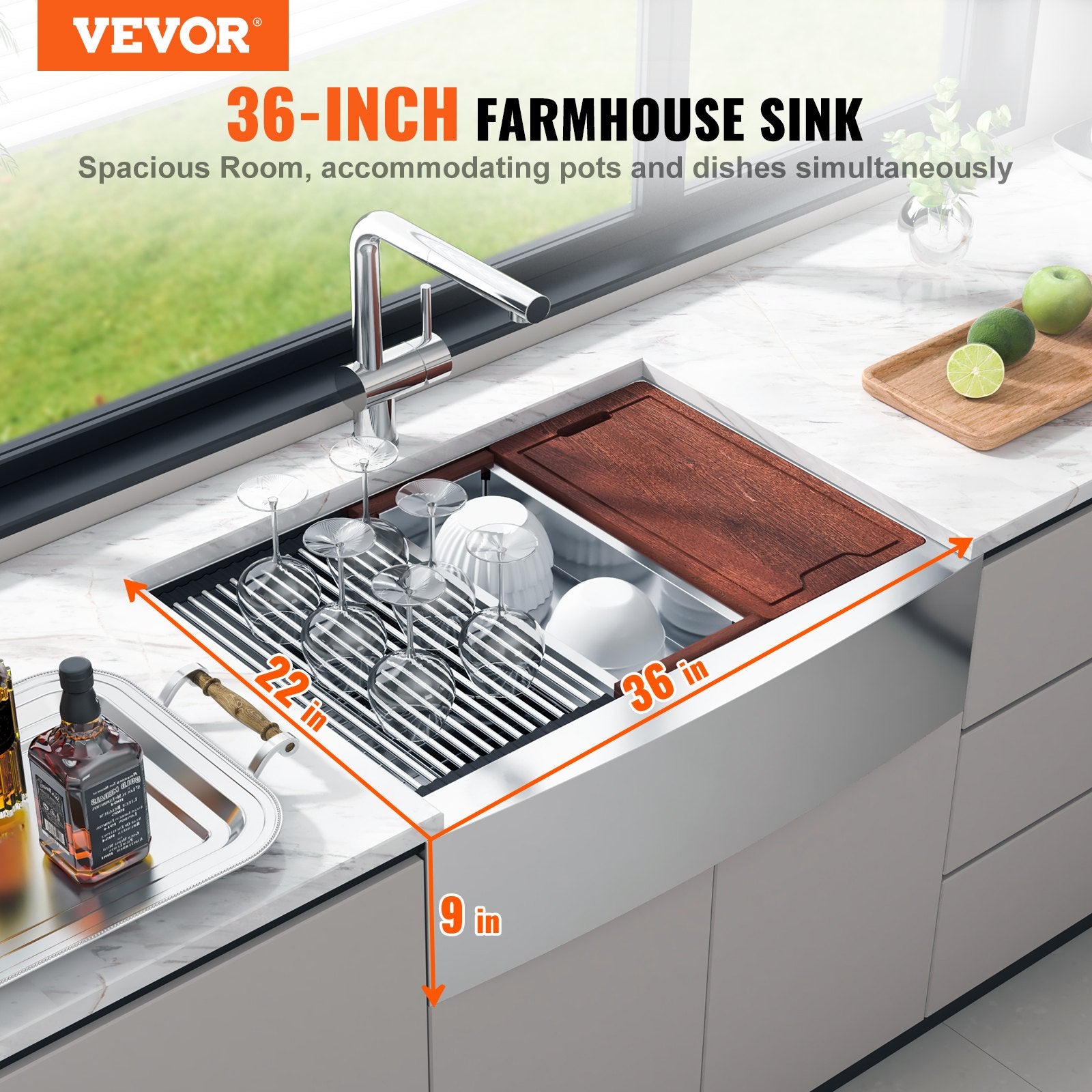 Virtuvės plautuvė VEVOR TXHW362209RS1, 91,4 cm