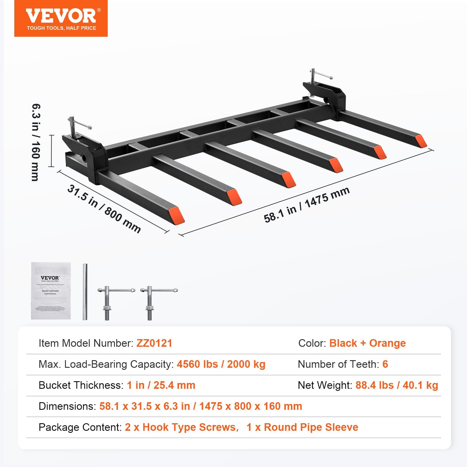 Šakės šiukšlėms VEVOR ZZ0121, 2000 kg keliamoji galia