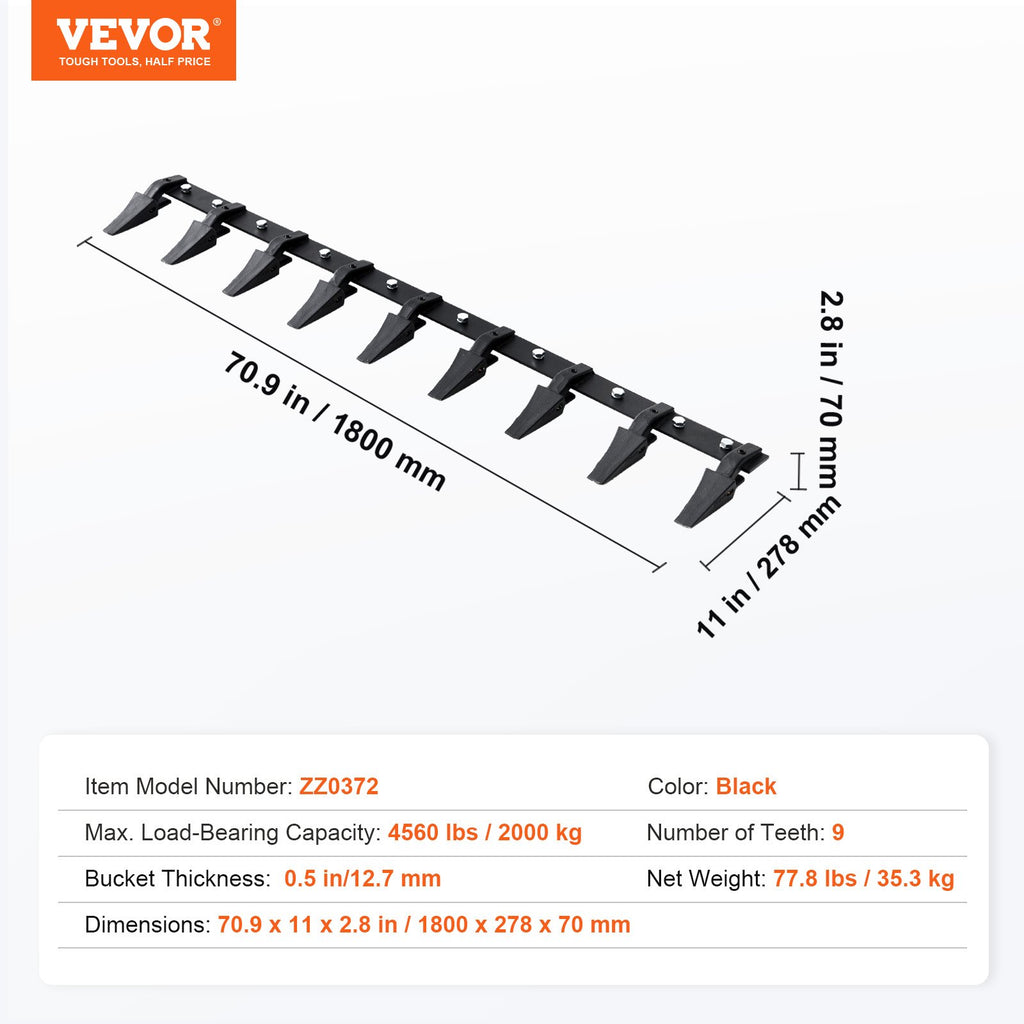 Kaušo dantų juosta VEVOR ZZ0372, 180 cm, 9 dantys