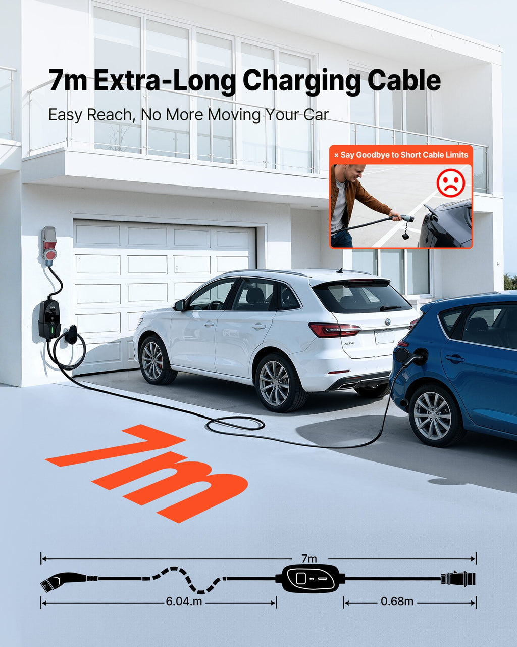 Nešiojama elektromobilių įkrovimo stotelė VEVOR EV-ACS3201PE/K3, 22 kW