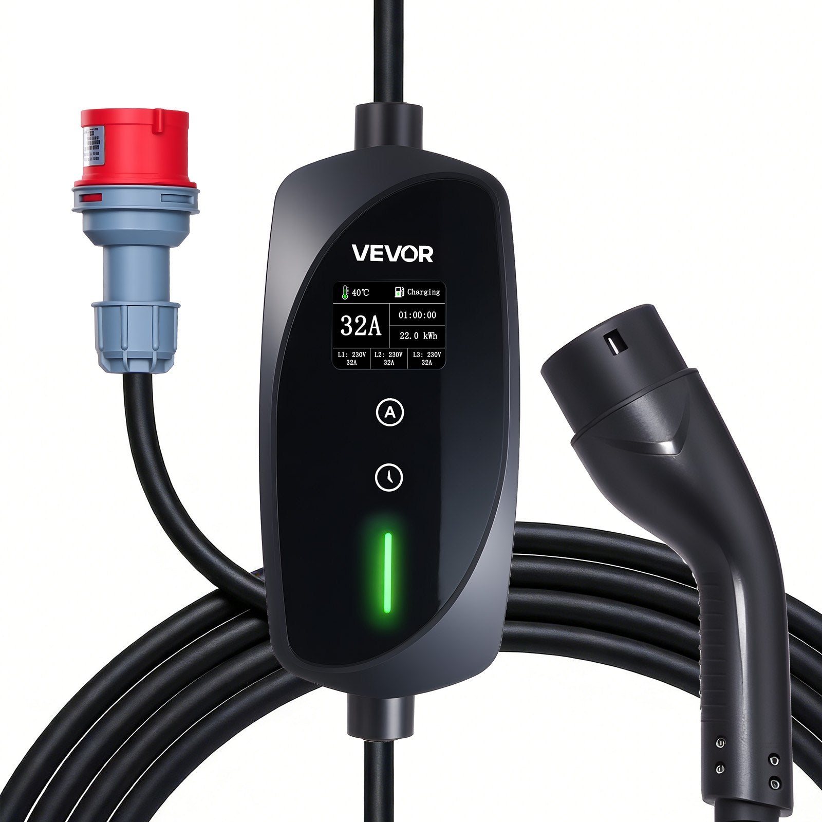 Nešiojama elektromobilių įkrovimo stotelė VEVOR EV-ACS3201PE/K3, 22 kW