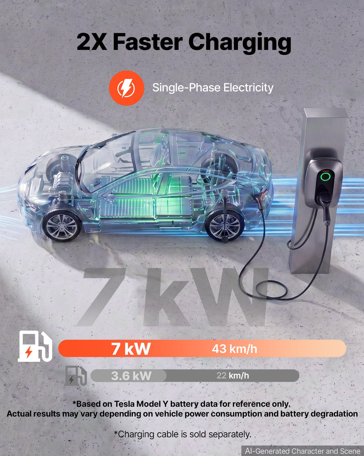 Elektromobilių įkrovimo stotelė VEVOR ZB09-E007KAB-M701, 7 kW