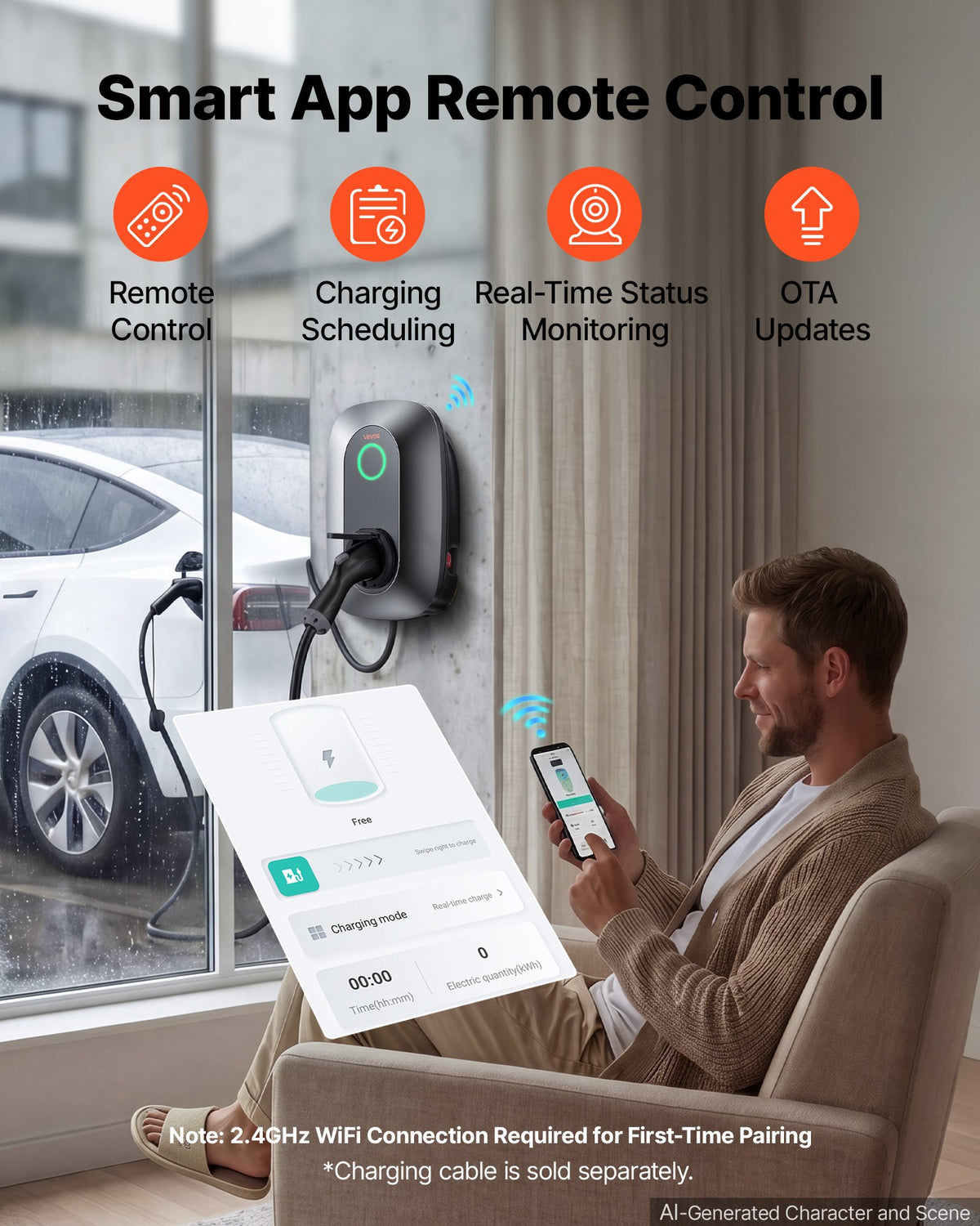 Elektromobilių įkrovimo stotelė VEVOR ZB09-E007KAB-M701, 7 kW
