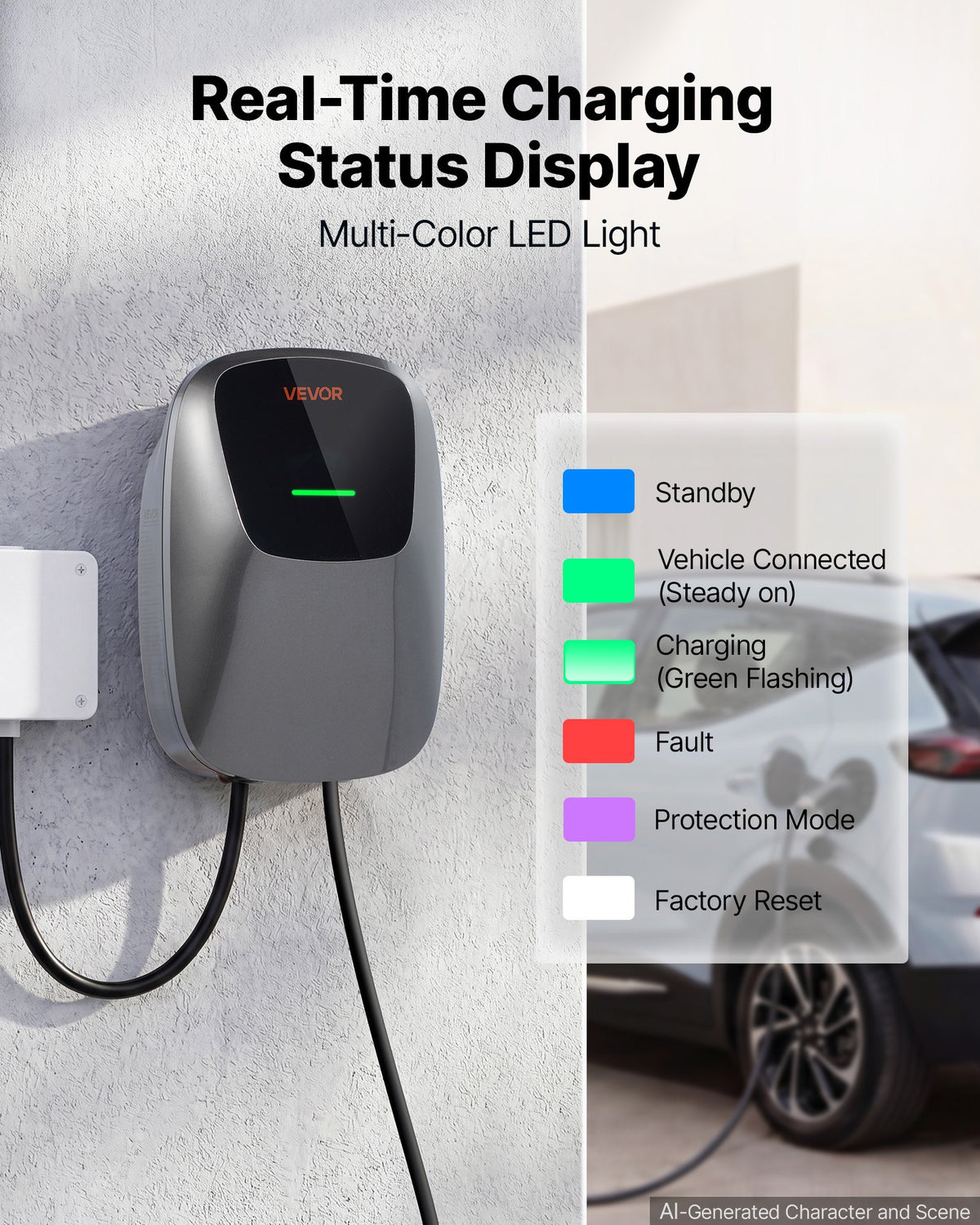 Elektromobilių įkrovimo stotelė VEVOR ZB13-E011KAB-F701, 11 kW