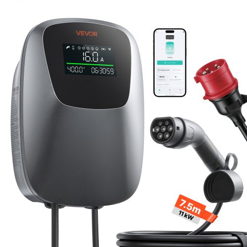 Elektromobilių įkrovimo stotelė VEVOR ZB13-E011KAB-F301, 11 kW