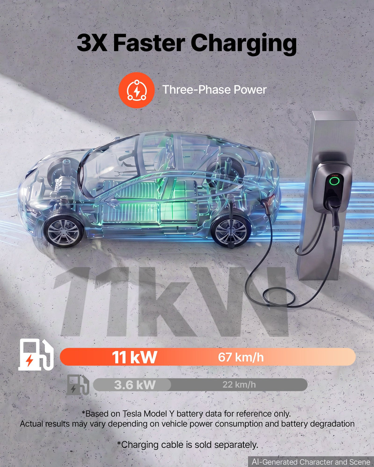 Elektromobilių įkrovimo stotelė VEVOR ZB09-E011KAB-M801, 11 kW