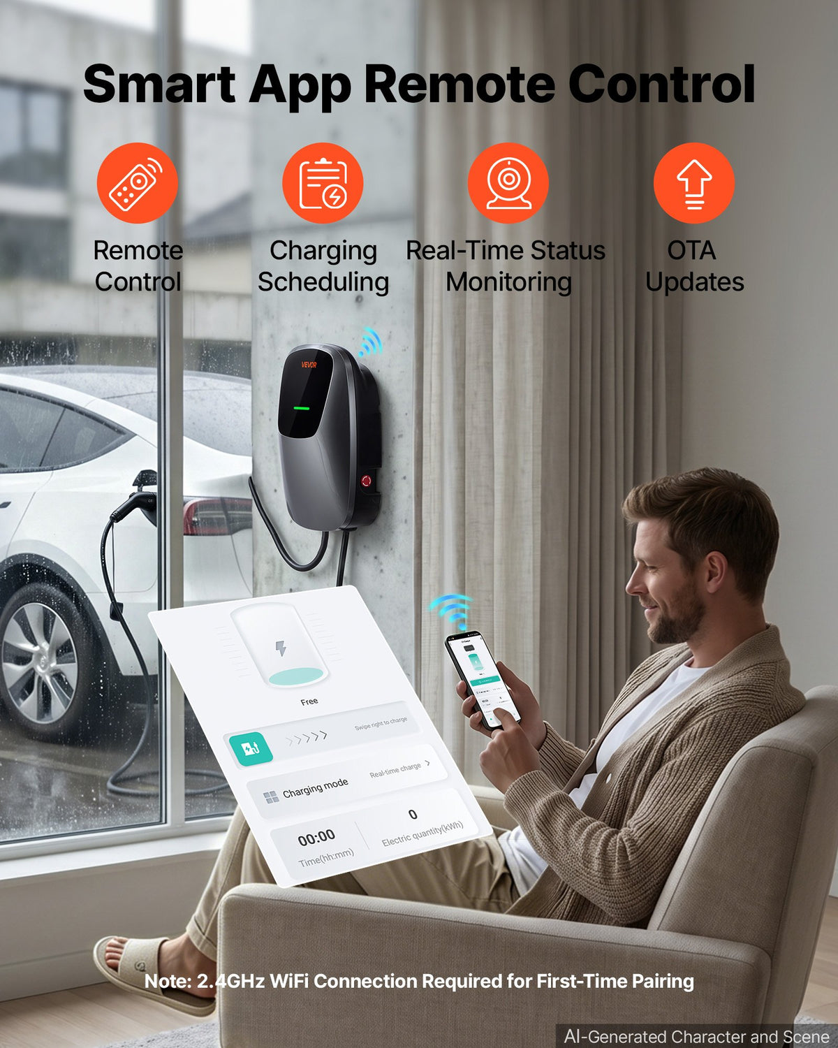 Elektromobilių įkrovimo stotelė VEVOR ZB13-E011KAB-B701, 11 kW
