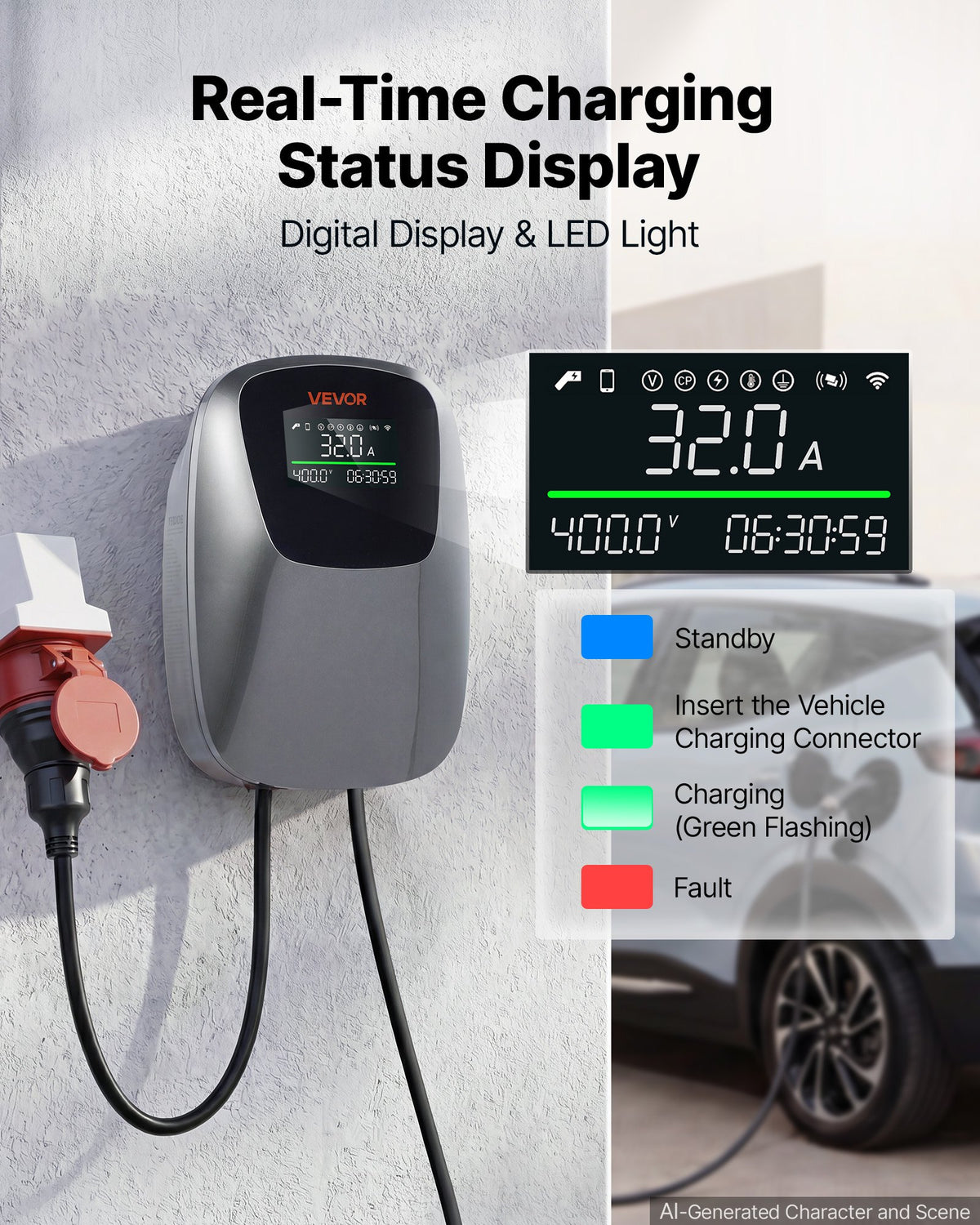 Elektromobilių įkrovimo stotelė VEVOR ZB13-E022KAB-F301, 22 kW