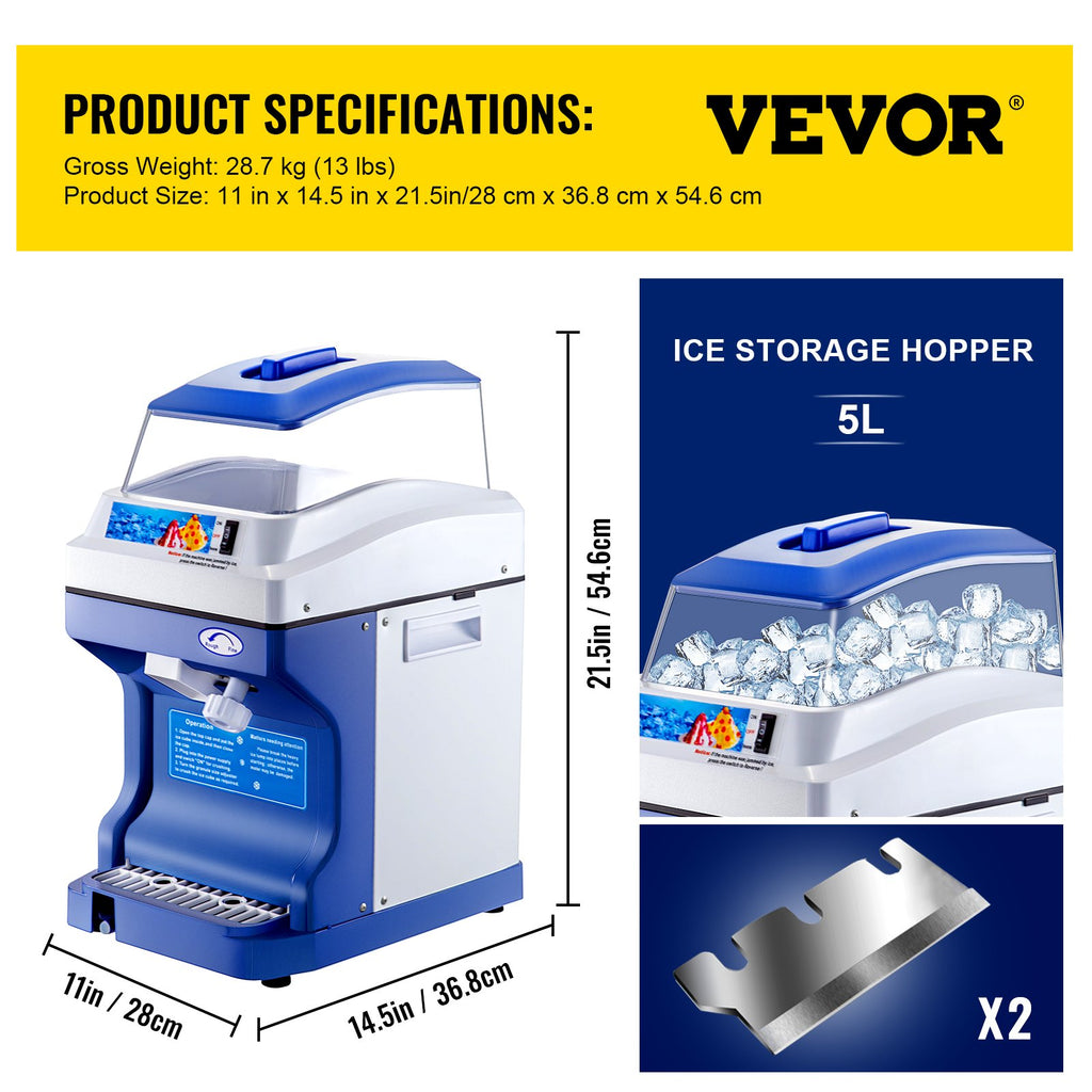 Elektrinis ledo smulkintuvas VEVOR Commercial Ice Shaver, 200 kg/val. našumas