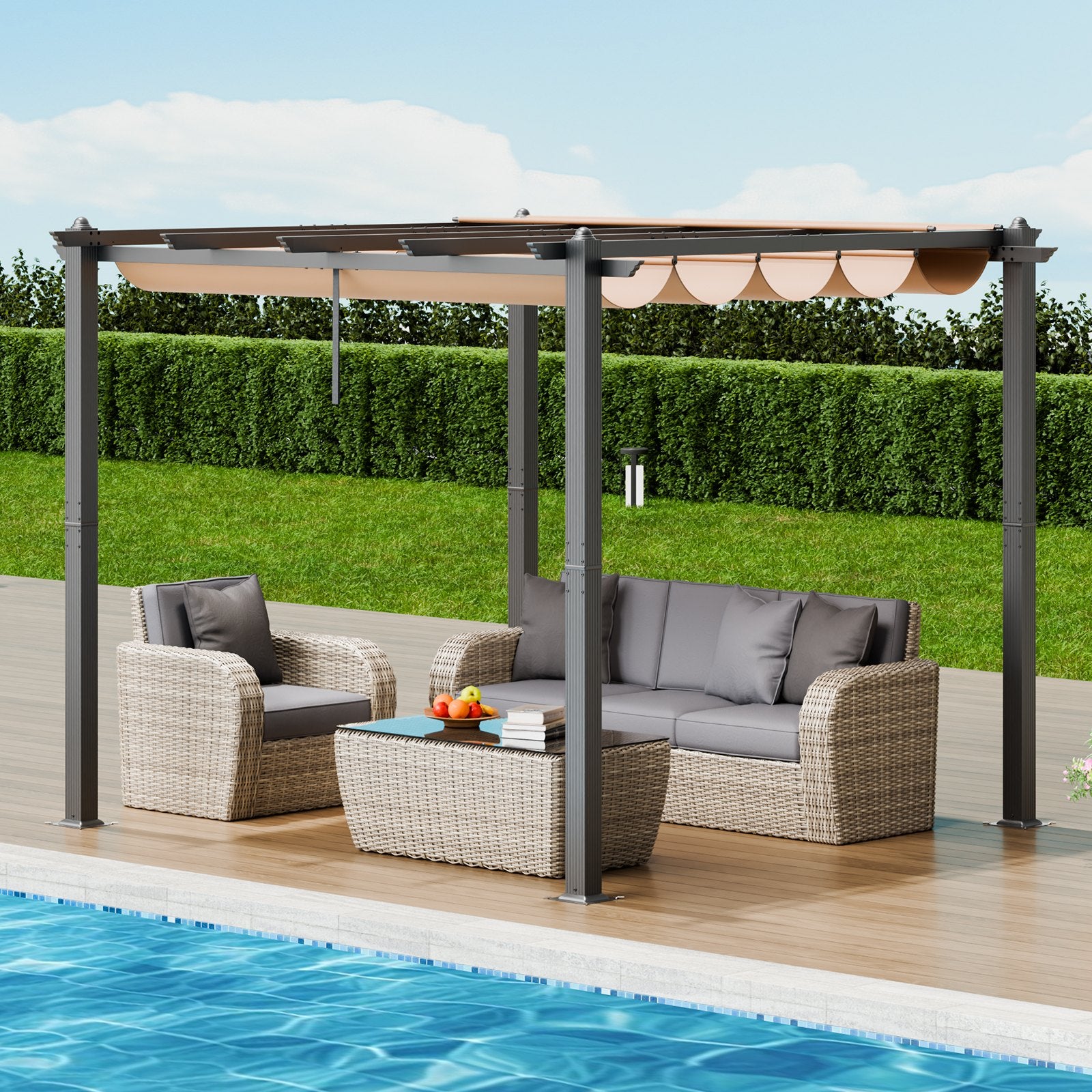 Lauko pavėsinė (pergola) VEVOR JDG-098-33DGR, 3 x 3 m