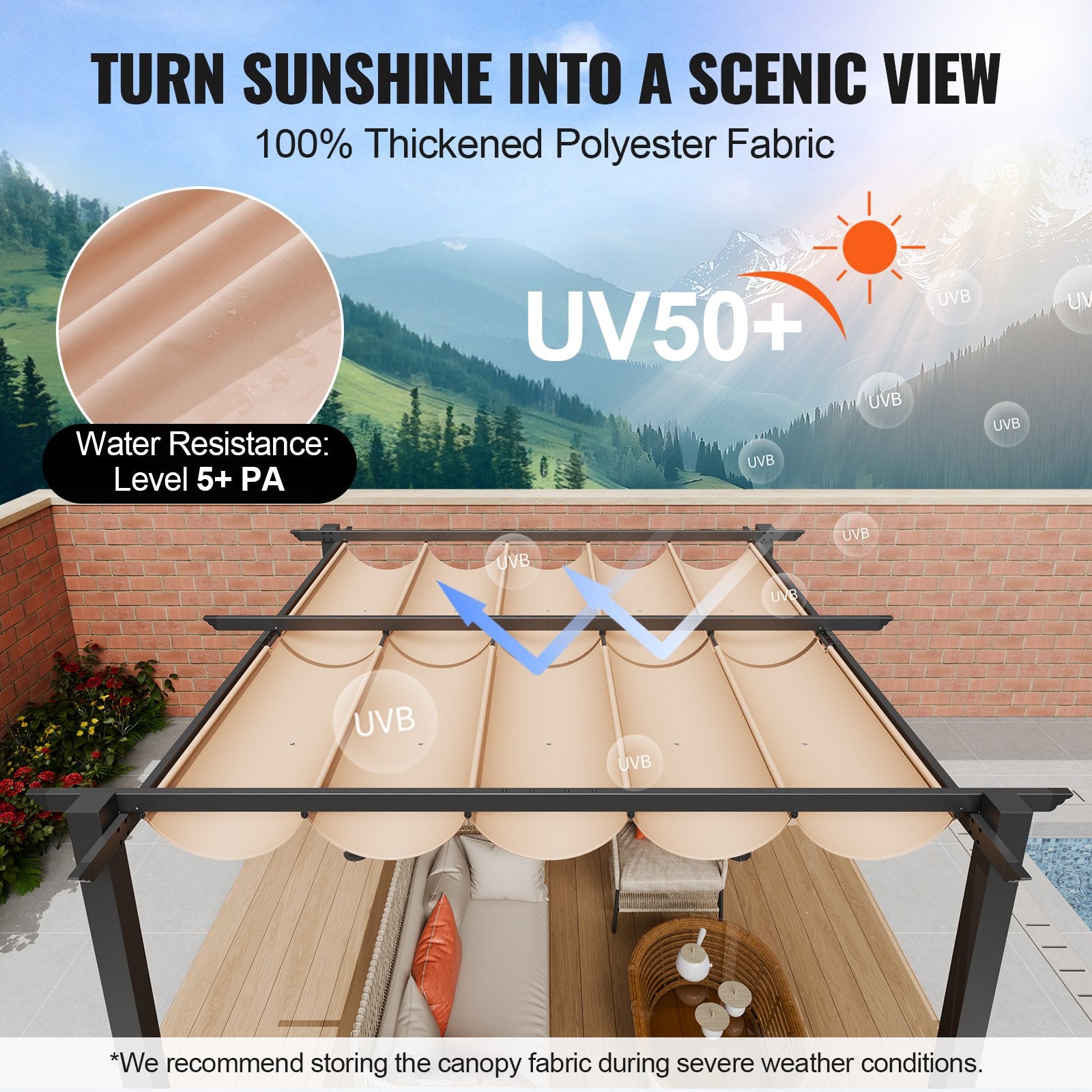 Ištraukiama pavėsinė VEVOR JDG-099-BE, 3 x 3 m