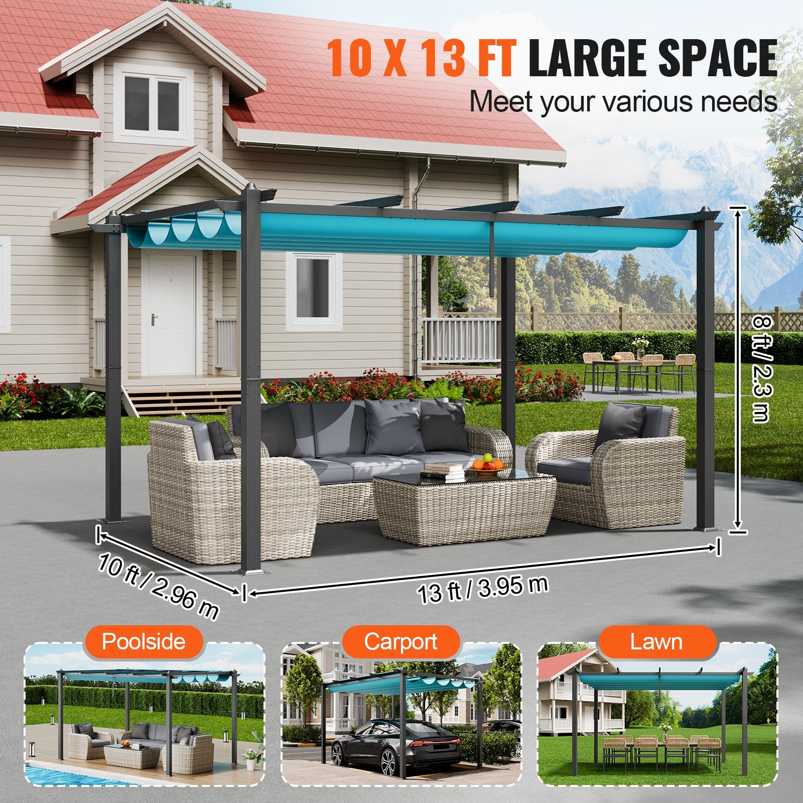 Lauko pavėsinė-pergola VEVOR JDG-098-34DBL, 3 x 4 m