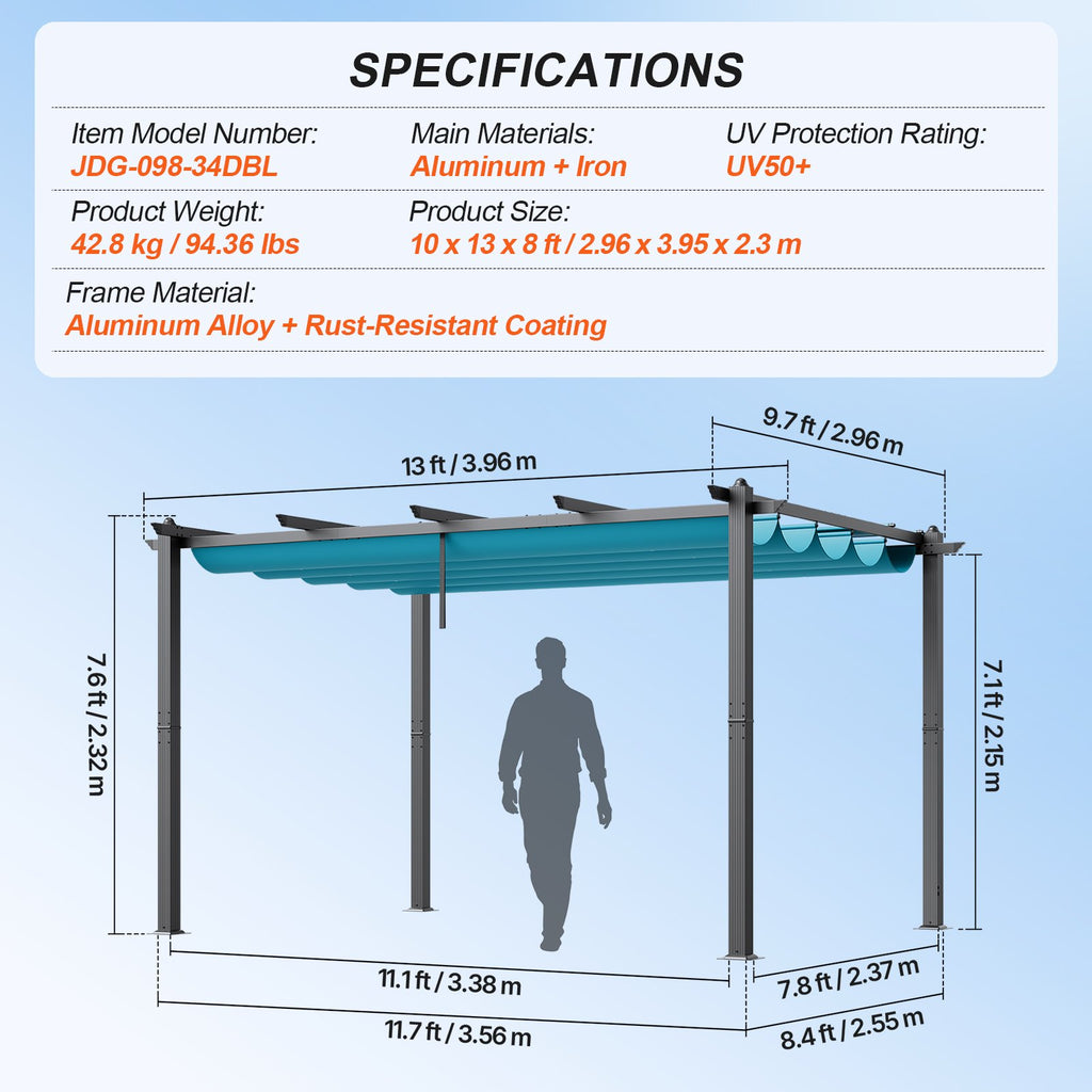 Lauko pavėsinė-pergola VEVOR JDG-098-34DBL, 3 x 4 m