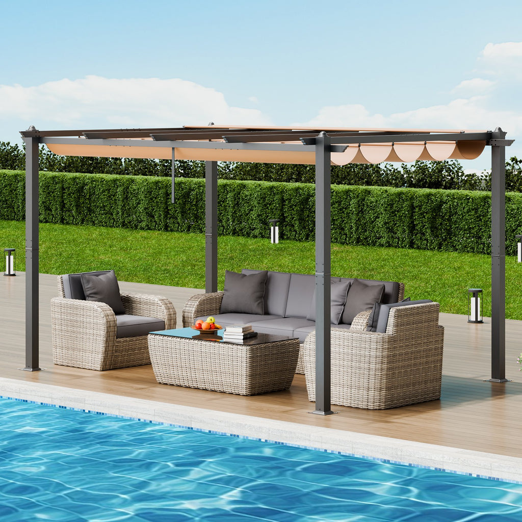 Pergola su ištraukiamu stogeliu VEVOR JDG-098-34DBE, 3 x 4 m