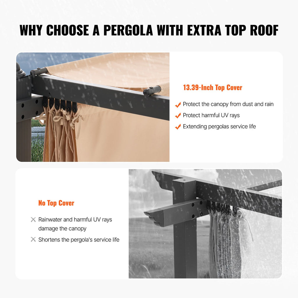 Lauko pavėsinė-pergola VEVOR JDG-098-48DBE, 3,6 x 4,86 m