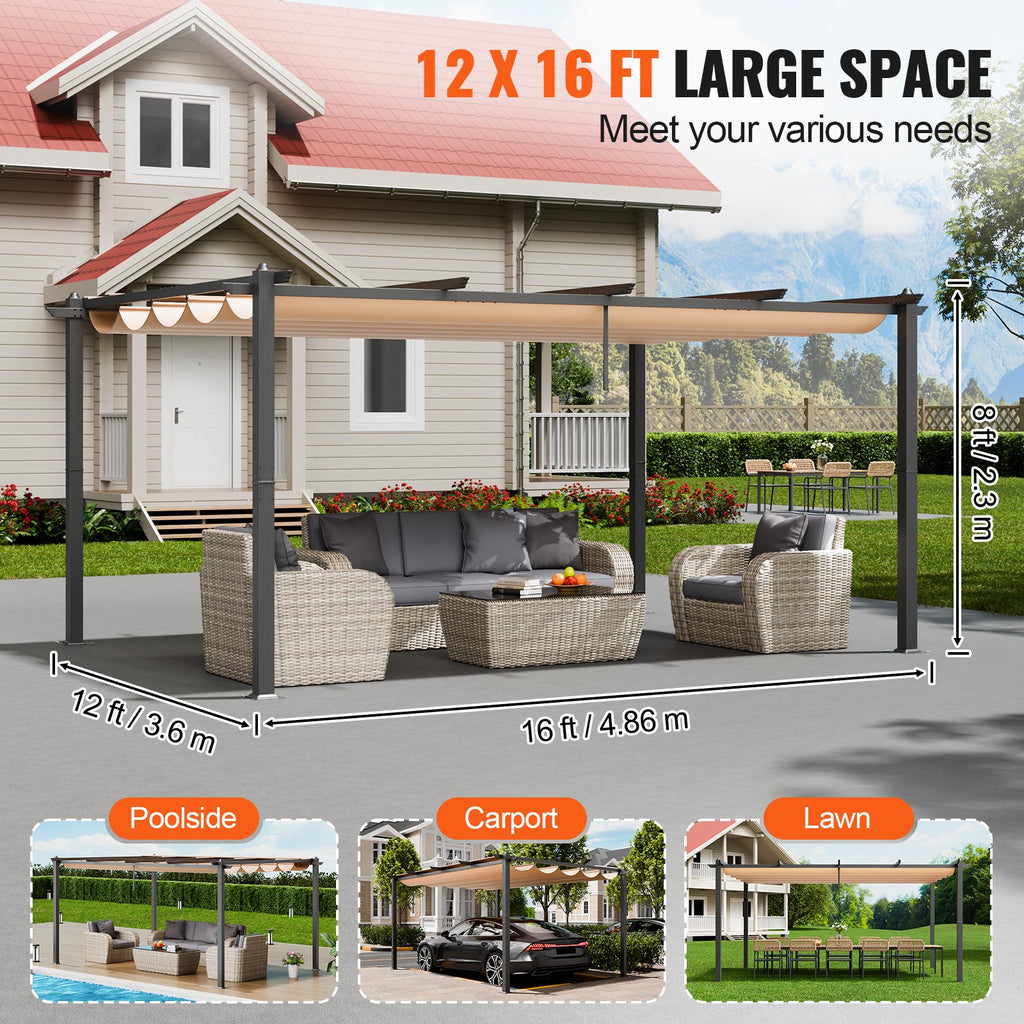 Lauko pavėsinė-pergola VEVOR JDG-098-48DBE, 3,6 x 4,86 m