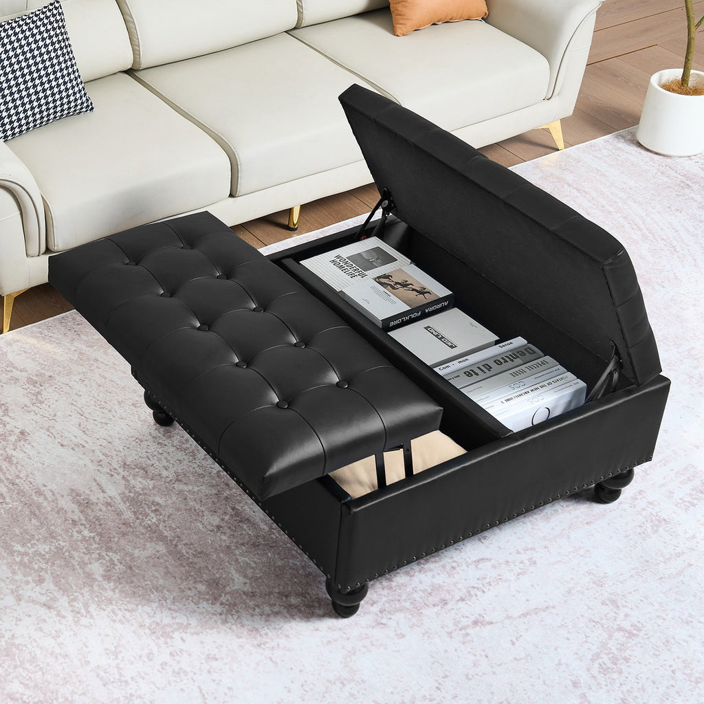 Pufas-daiktadėžė VEVOR CWD0099CA-KD-BLACK, 88 cm