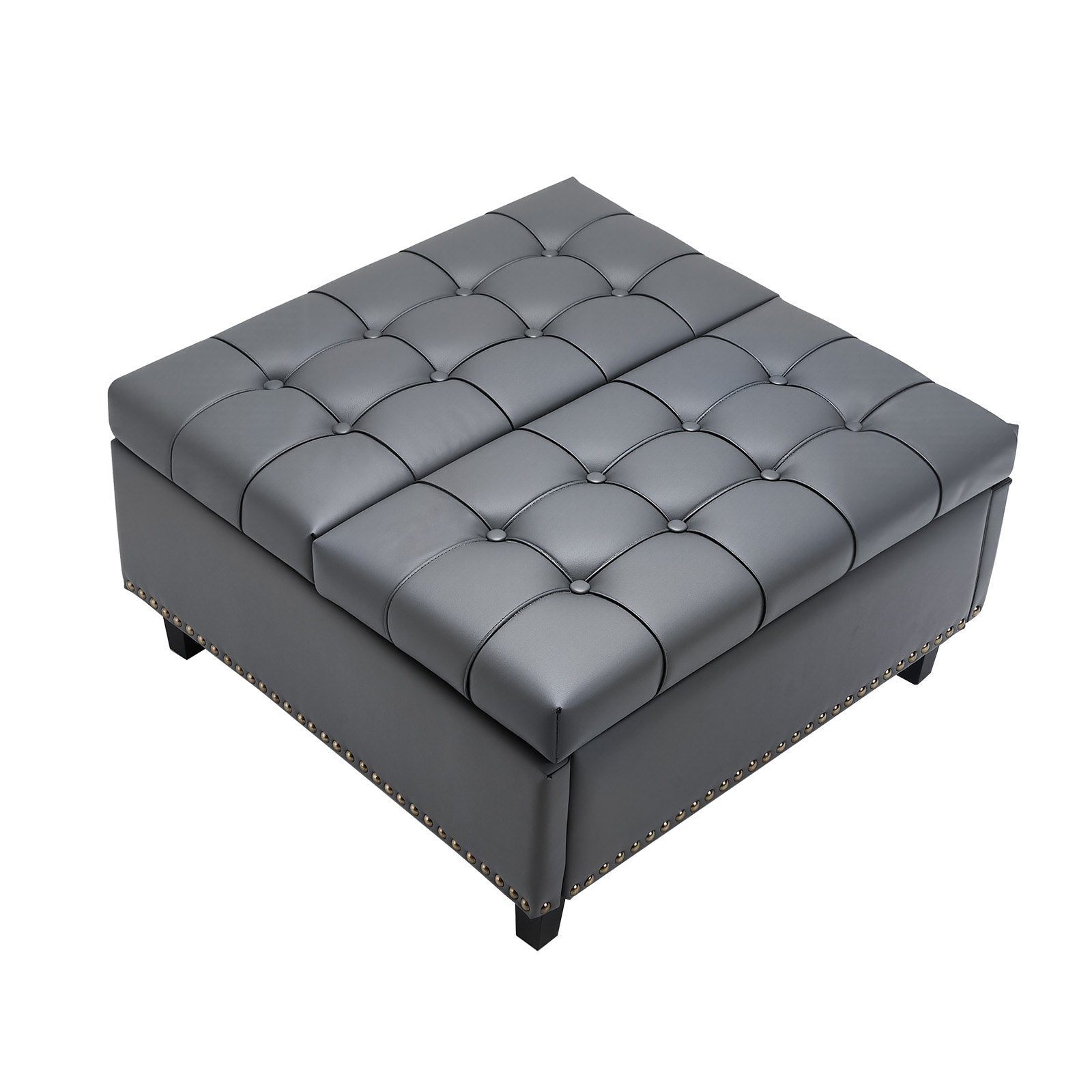 Kvadratinis pufas su daiktadėže VEVOR CWD0095CA-KD-GRAY, 80 cm