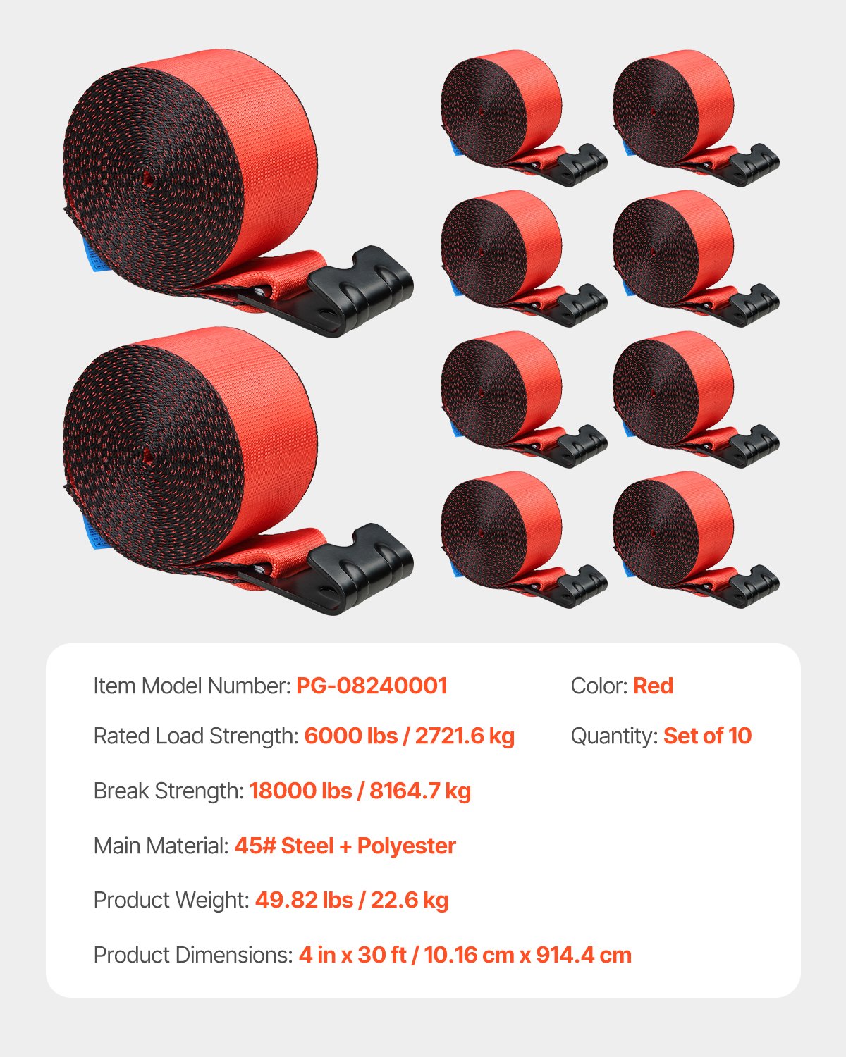 Gervės diržai VEVOR PG-08240001, 2722 kg darbinė apkrova