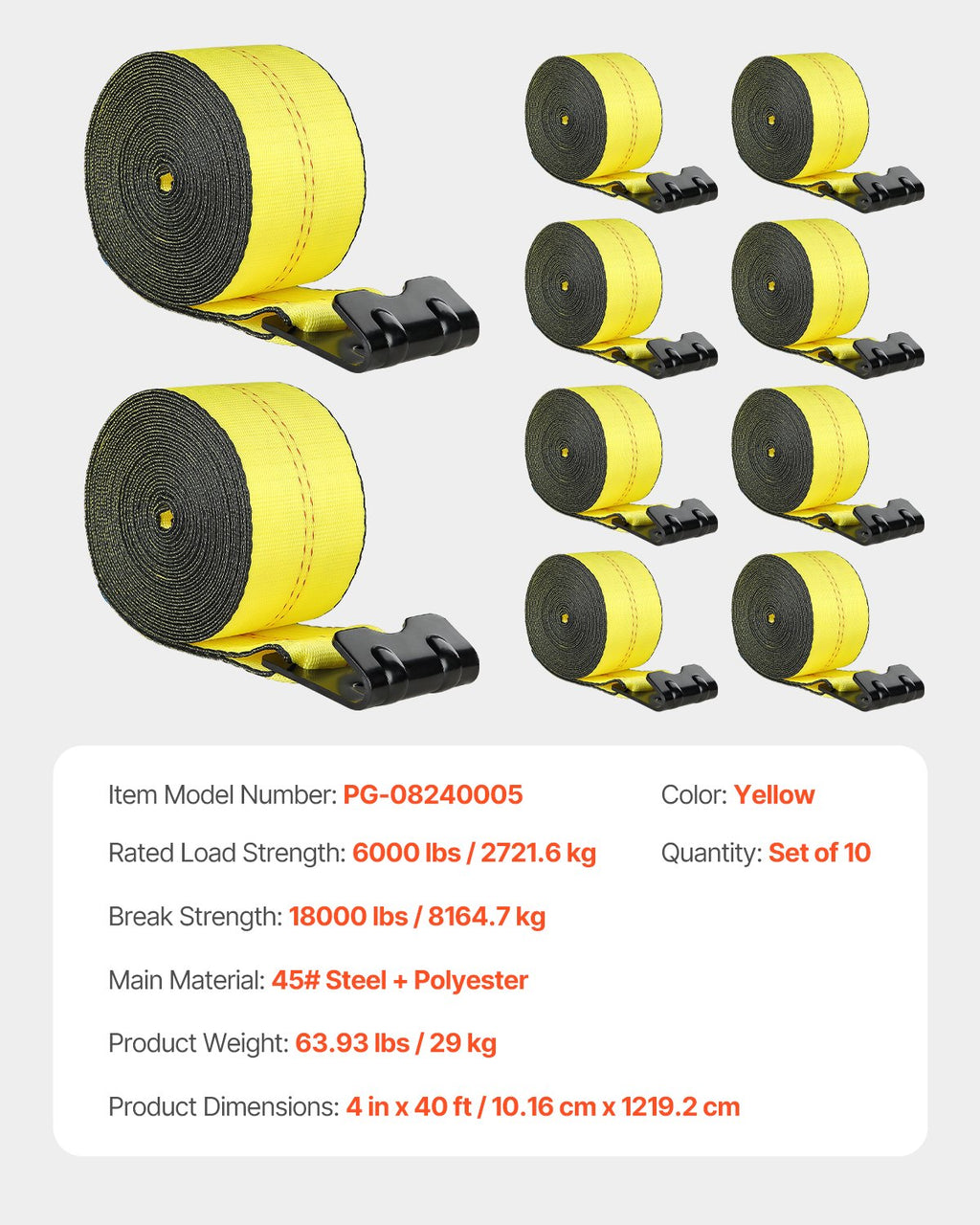 Gervės diržai VEVOR PG-08240005, 2722 kg keliamoji galia