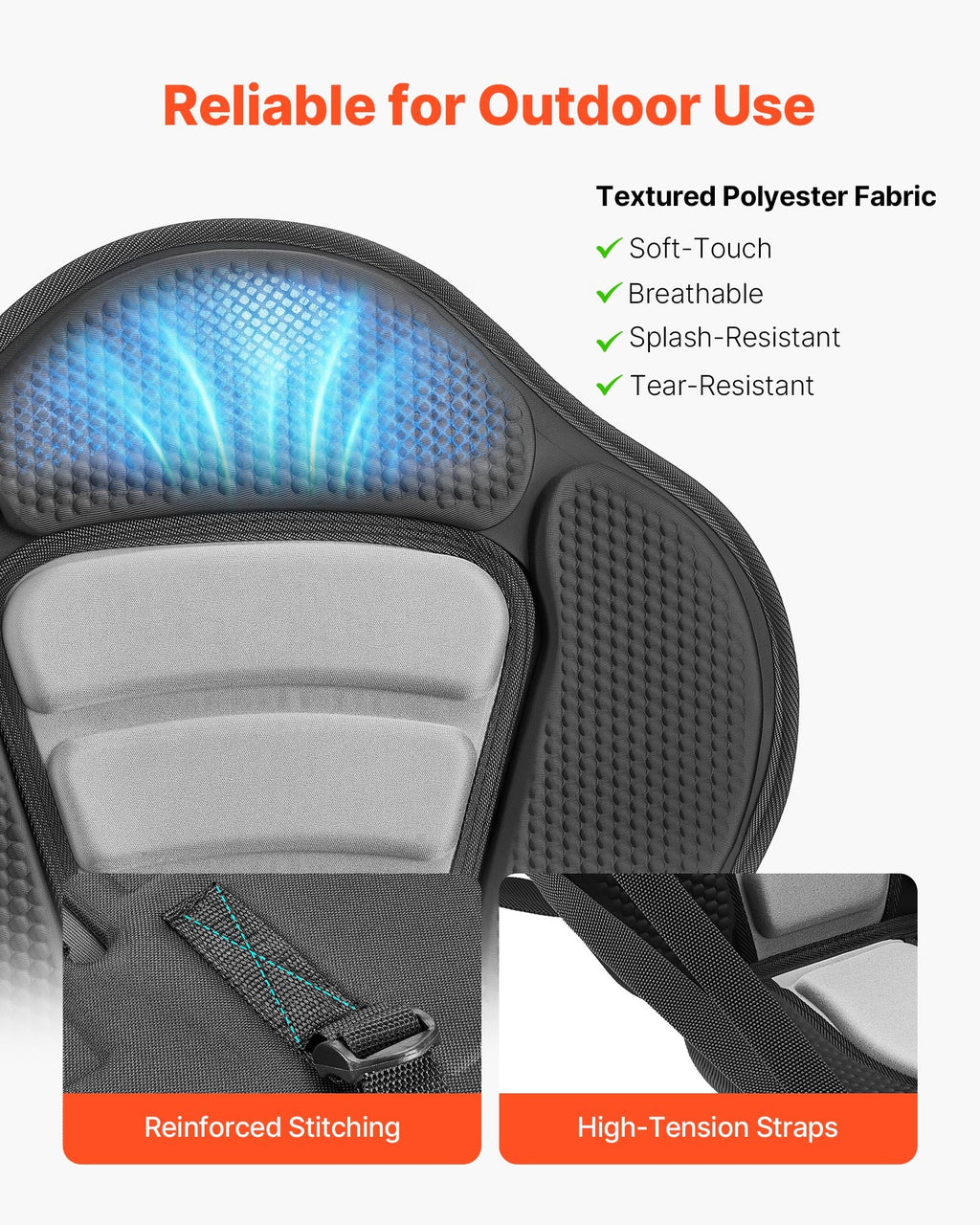 Baidarės kėdutė VEVOR KS003-SIS, 65 mm storio