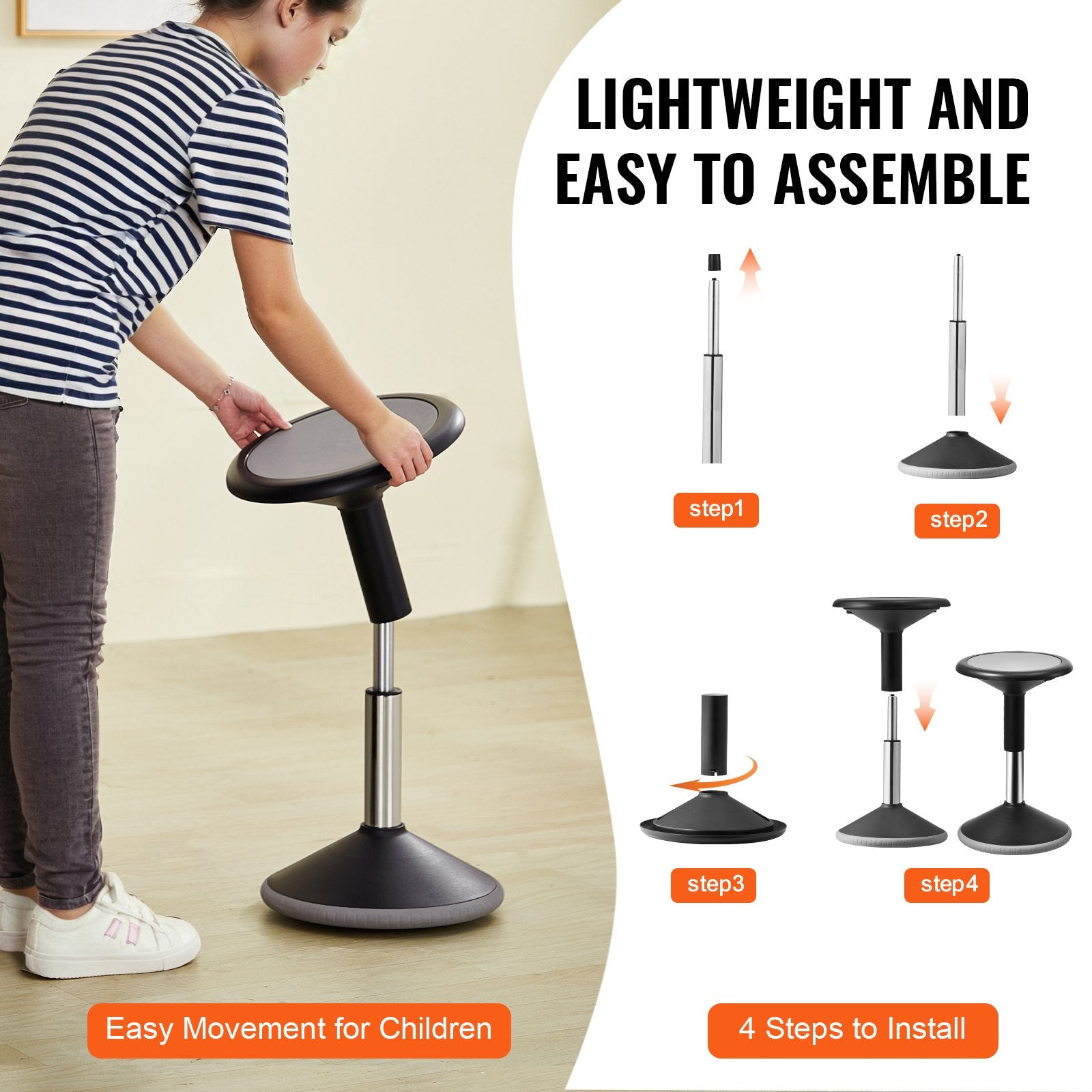 Aktyvaus sėdėjimo kėdė VEVOR Harry400-N, reguliuojamas aukštis (40-55 cm)