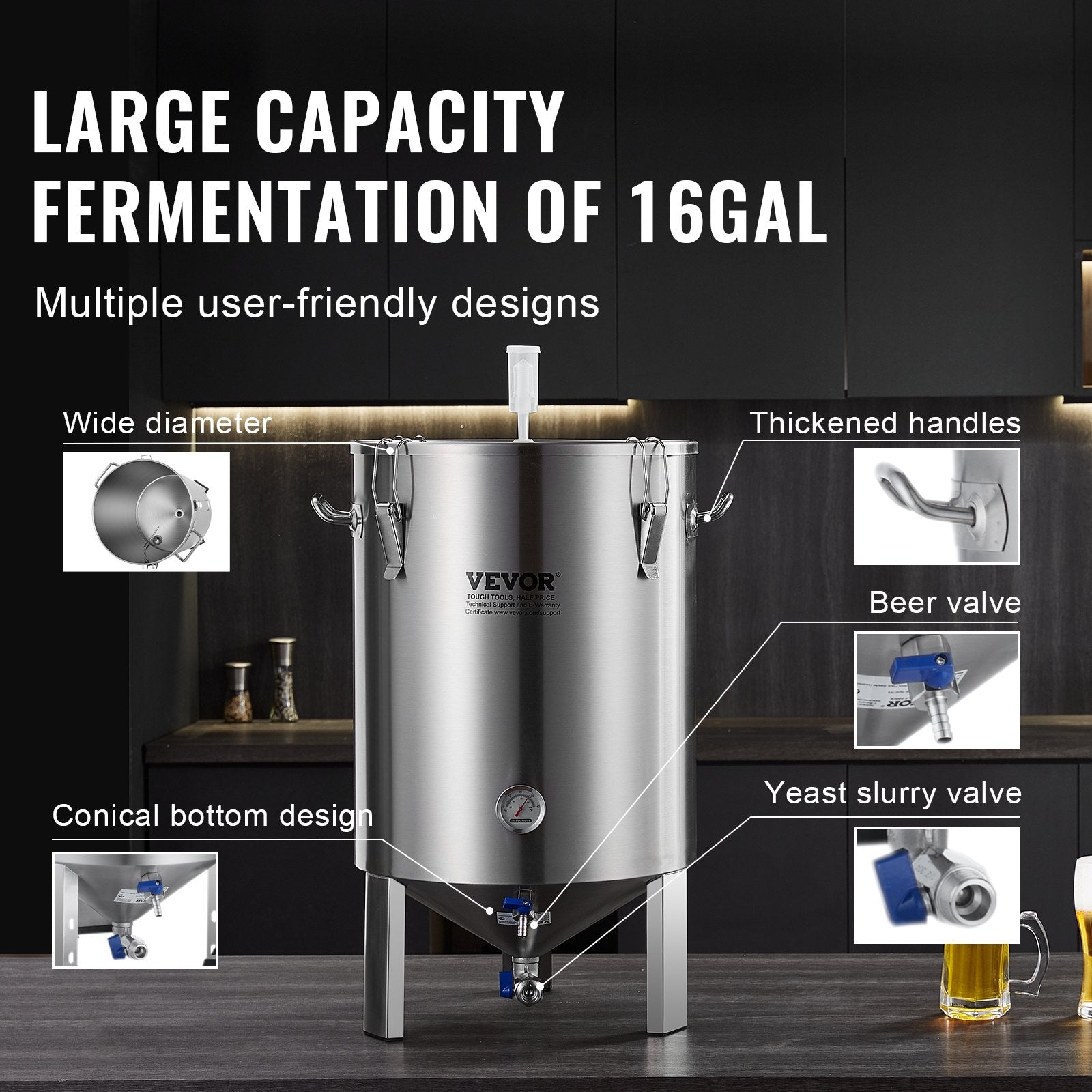 Alaus fermentavimo talpa VEVOR DM-F600, 60 l