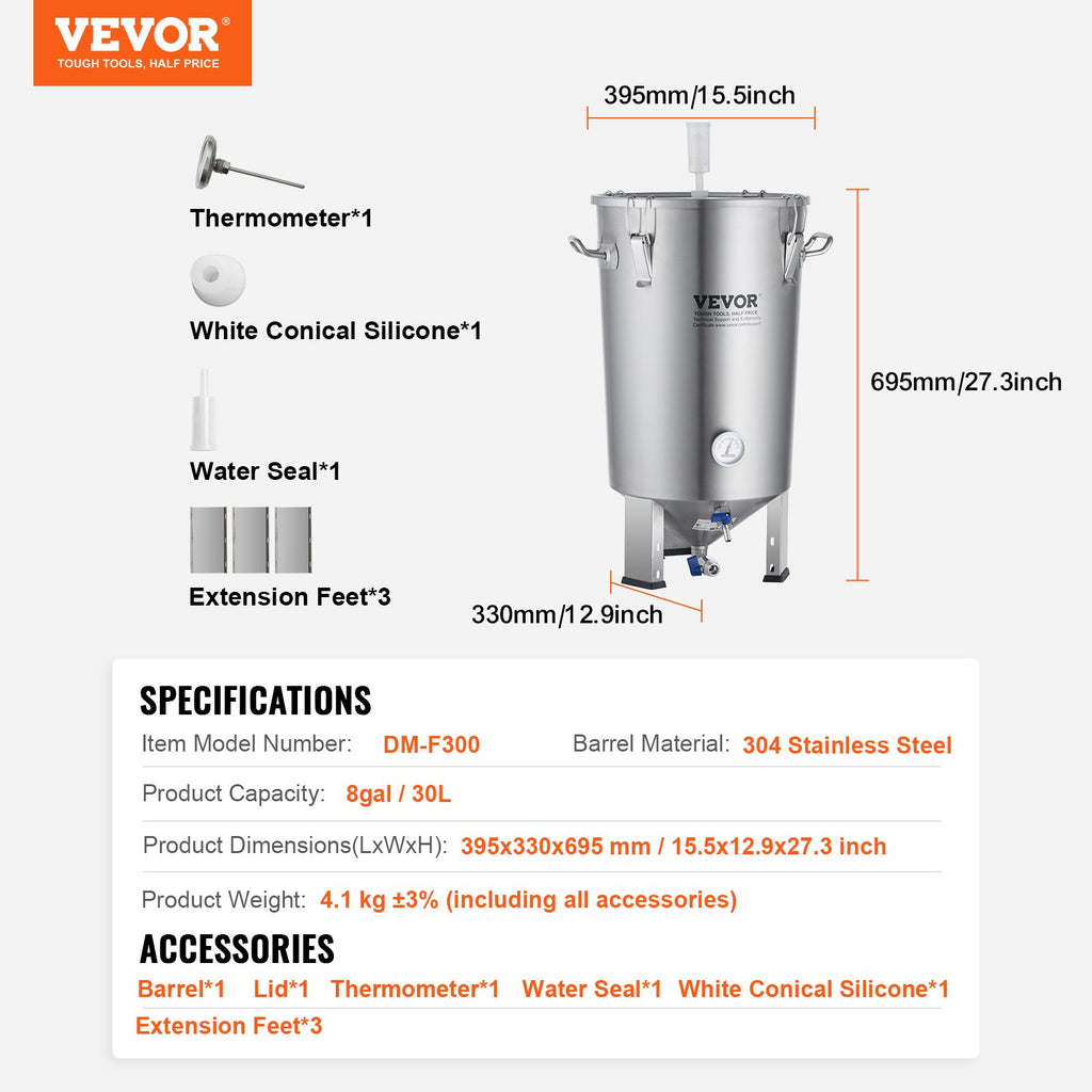 Alaus fermentavimo talpa VEVOR DM-F300, 30 l