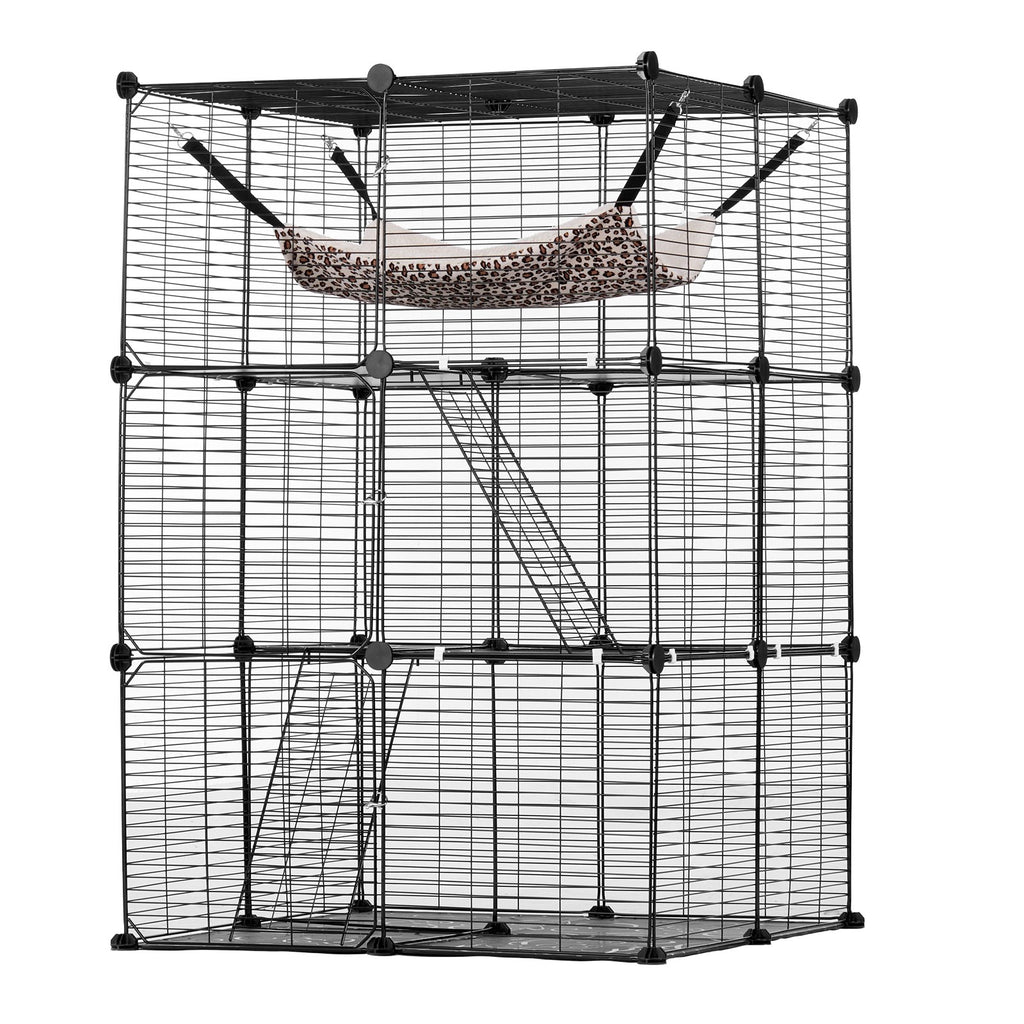 Trijų aukštų narvas katėms VEVOR LS0262, 71x71x104 cm