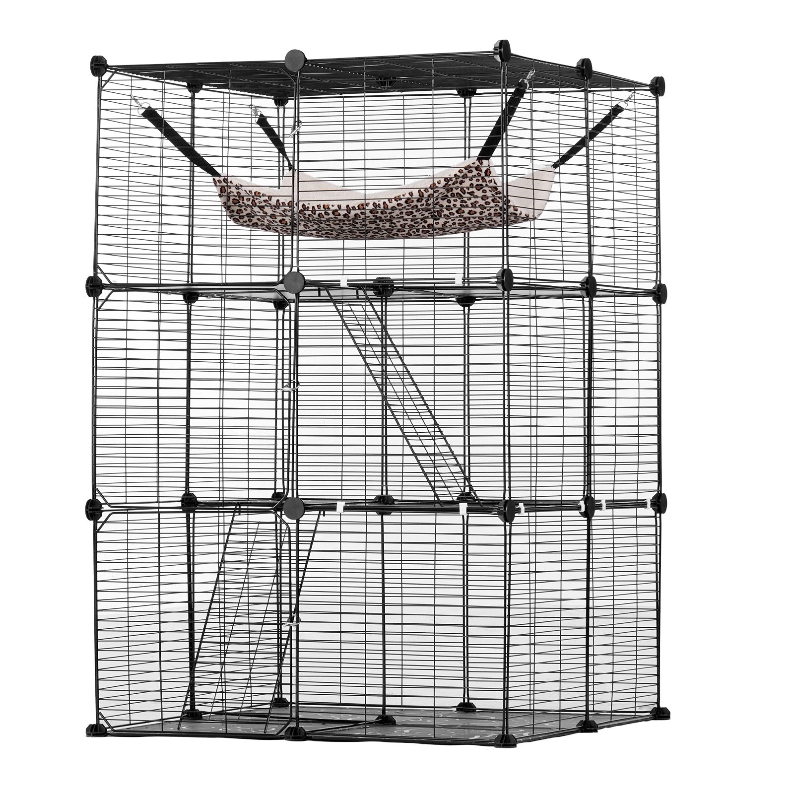 Trijų aukštų narvas katėms VEVOR LS0262, 71x71x104 cm