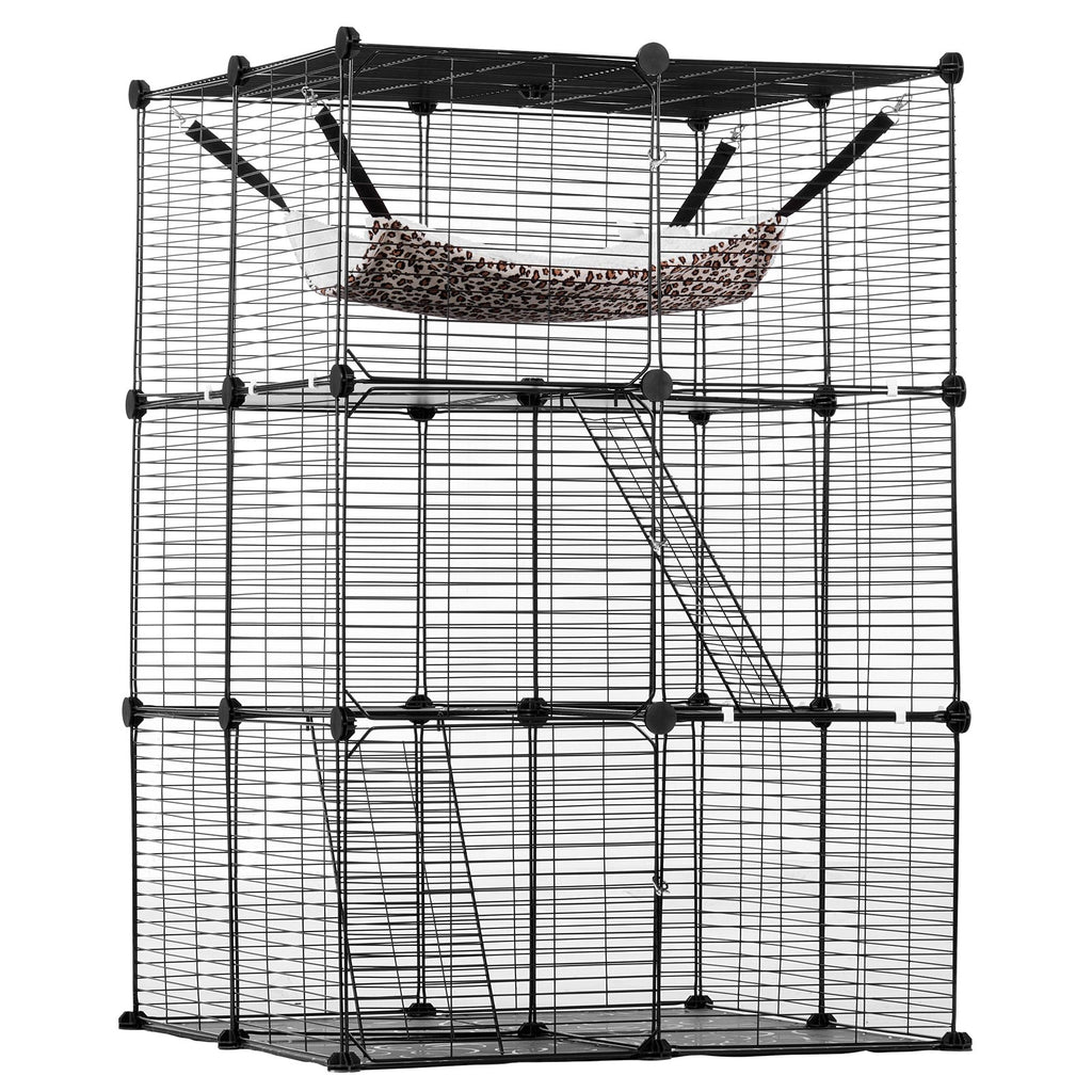 Trijų aukštų narvas katėms VEVOR LS0262, 71x71x104 cm