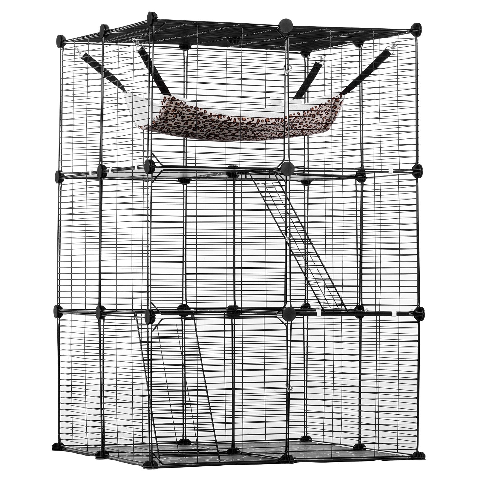 Trijų aukštų narvas katėms VEVOR LS0262, 71x71x104 cm