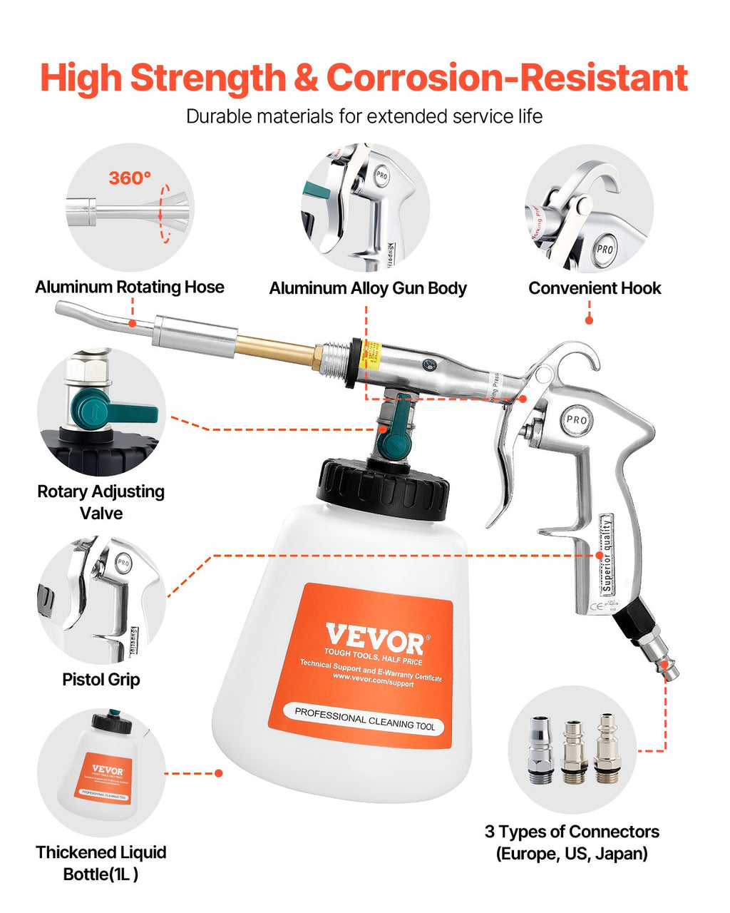 Pneumatinis automobilių valymo pistoletas VEVOR HCL-01, 6–9,2 bar